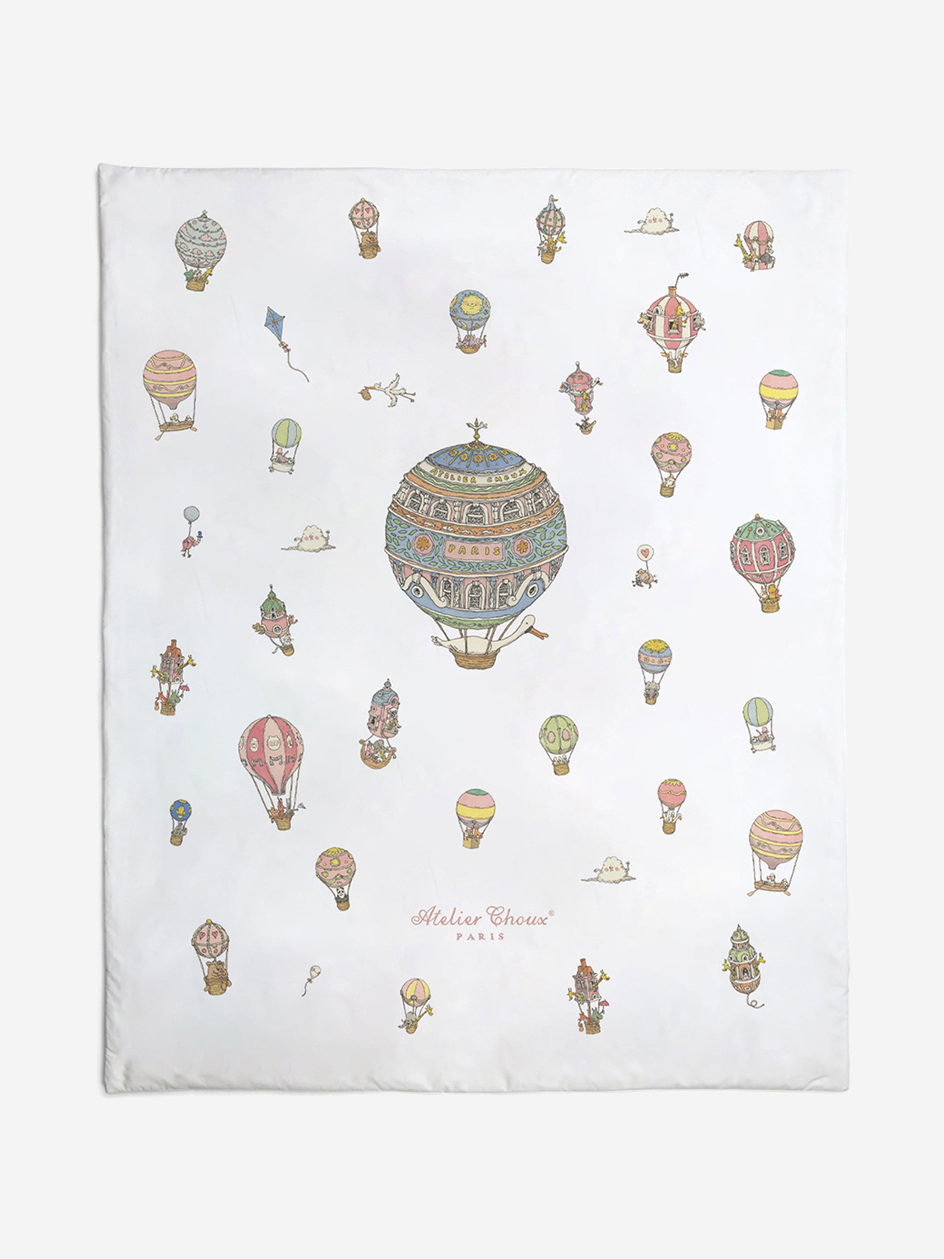 Atelier Choux Baby Reversible Hot Air Balloons / Carousel Quilt in Blue (130cm)