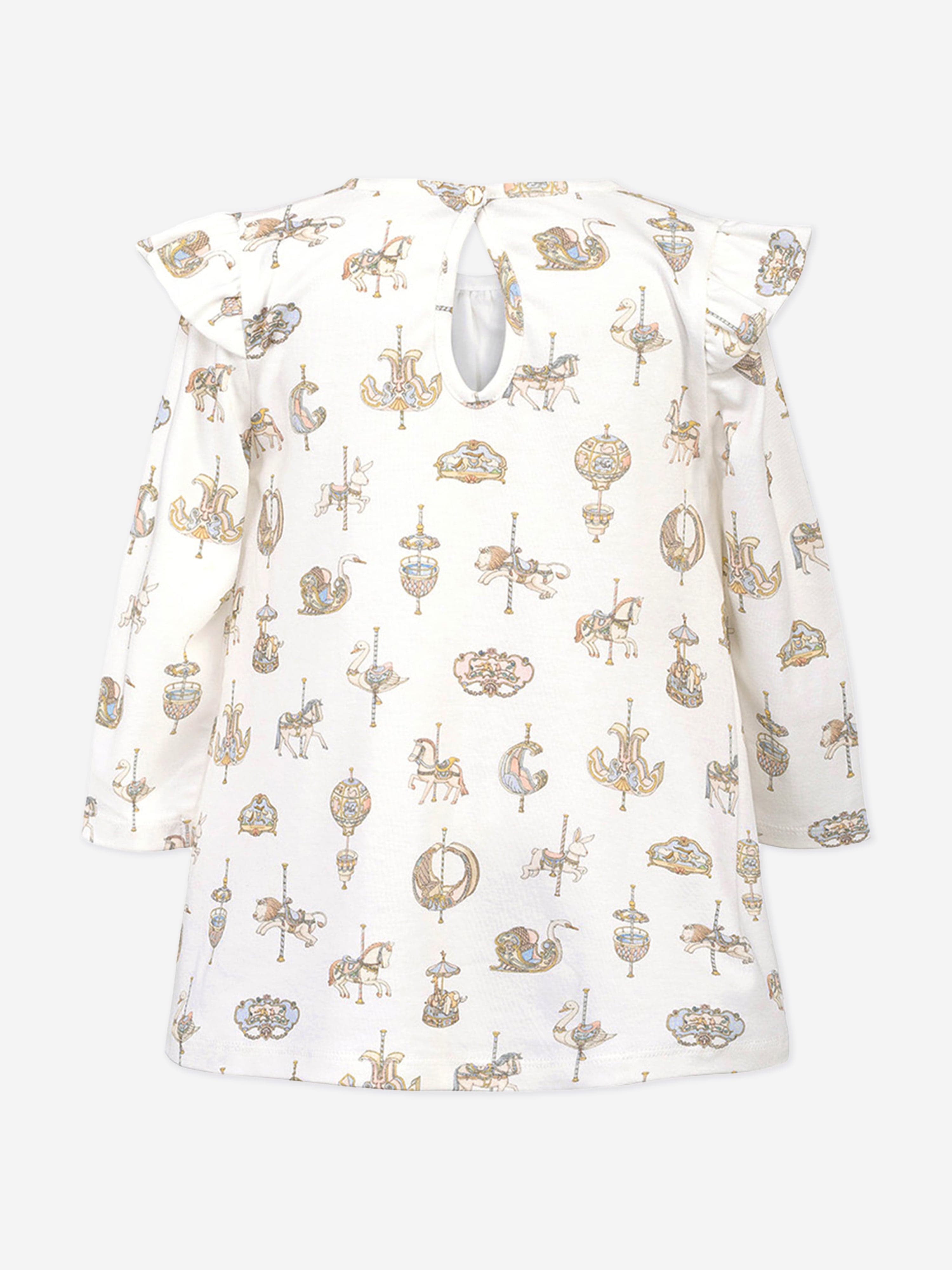 Atelier Choux Baby Girls Carousel Jersey Dress in White