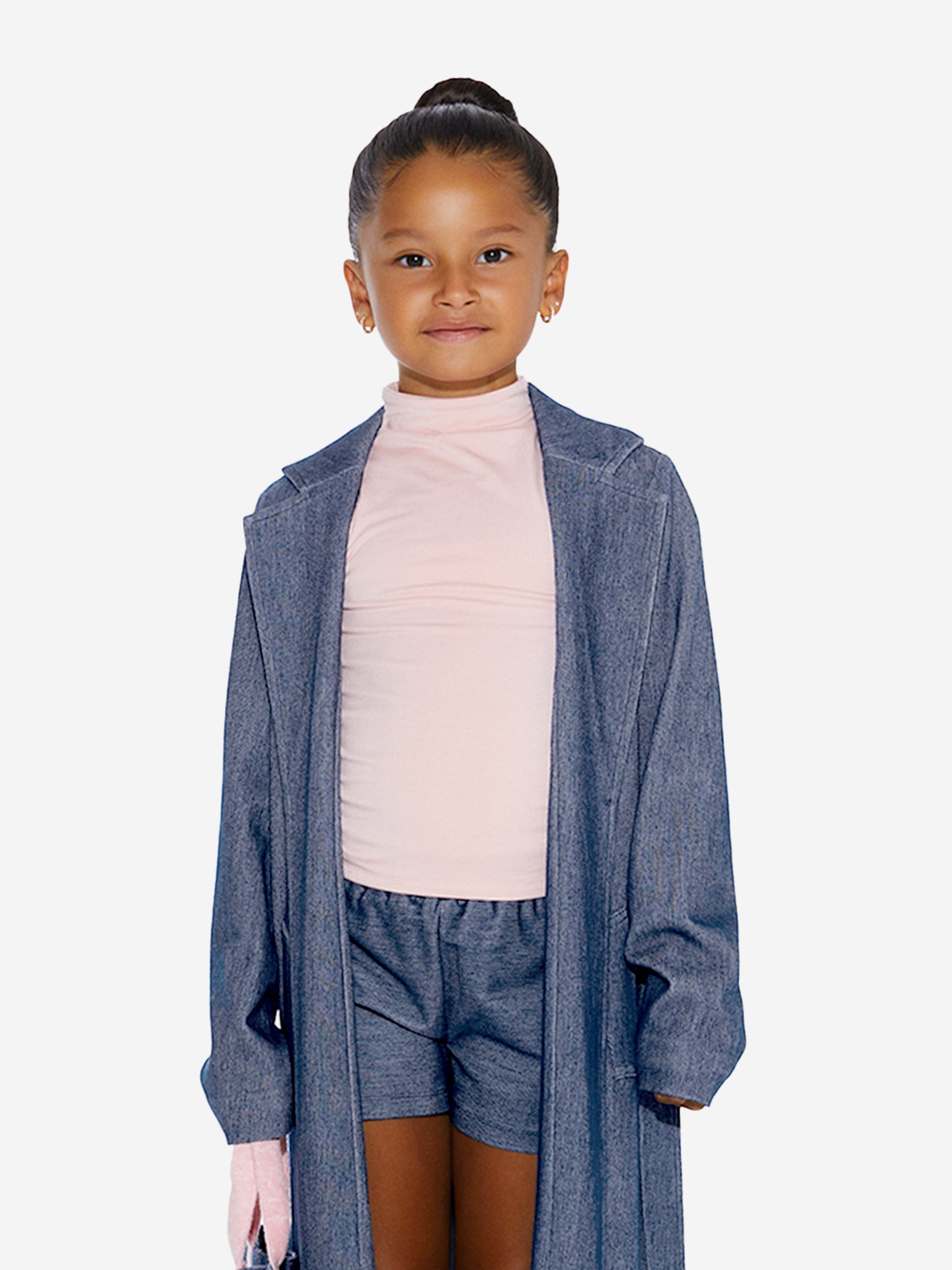 AY by AYLA Girls Denim Look Shorts in Blue