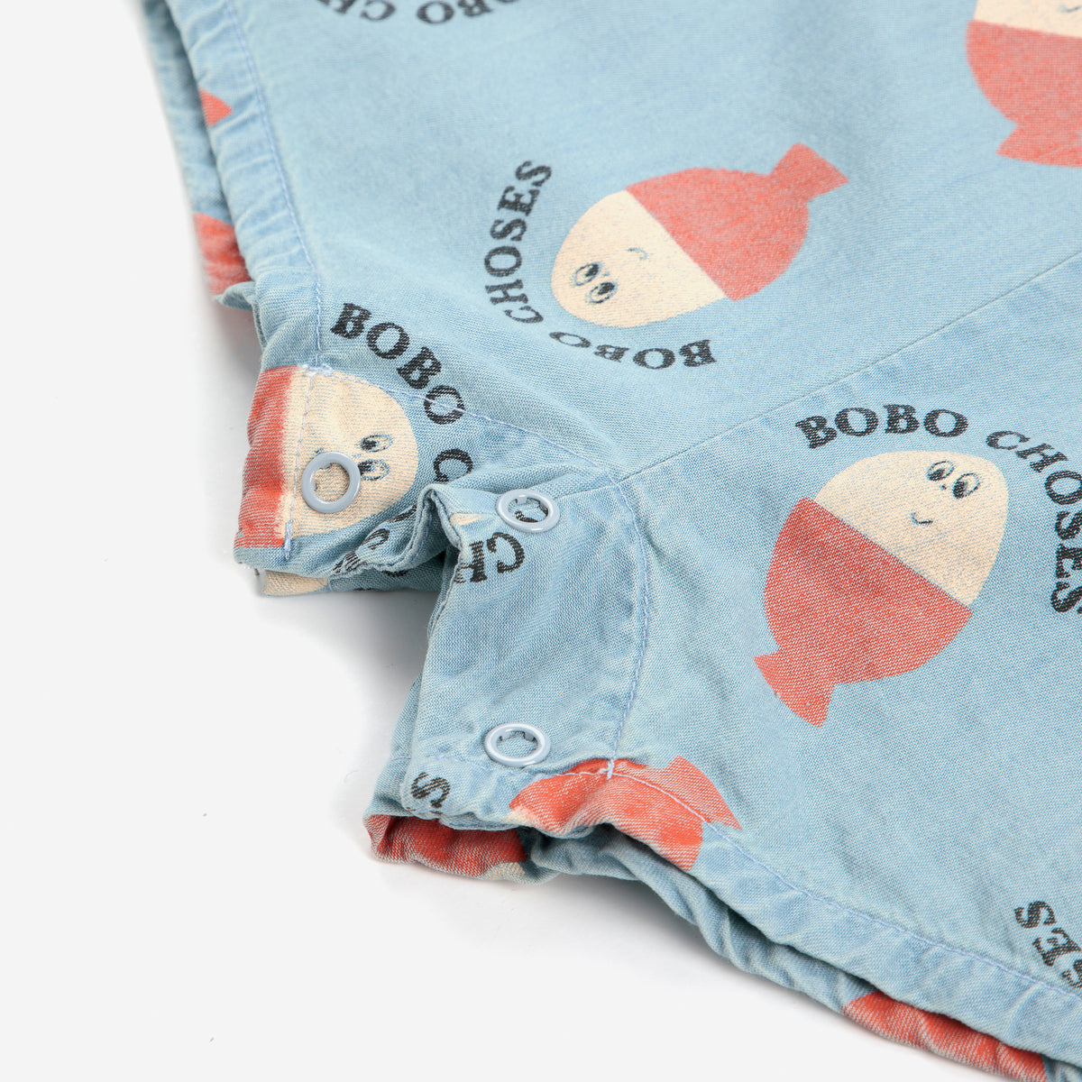 Combinaison en jean bleu clair avec logo imprimé pour bébés garçons et filles