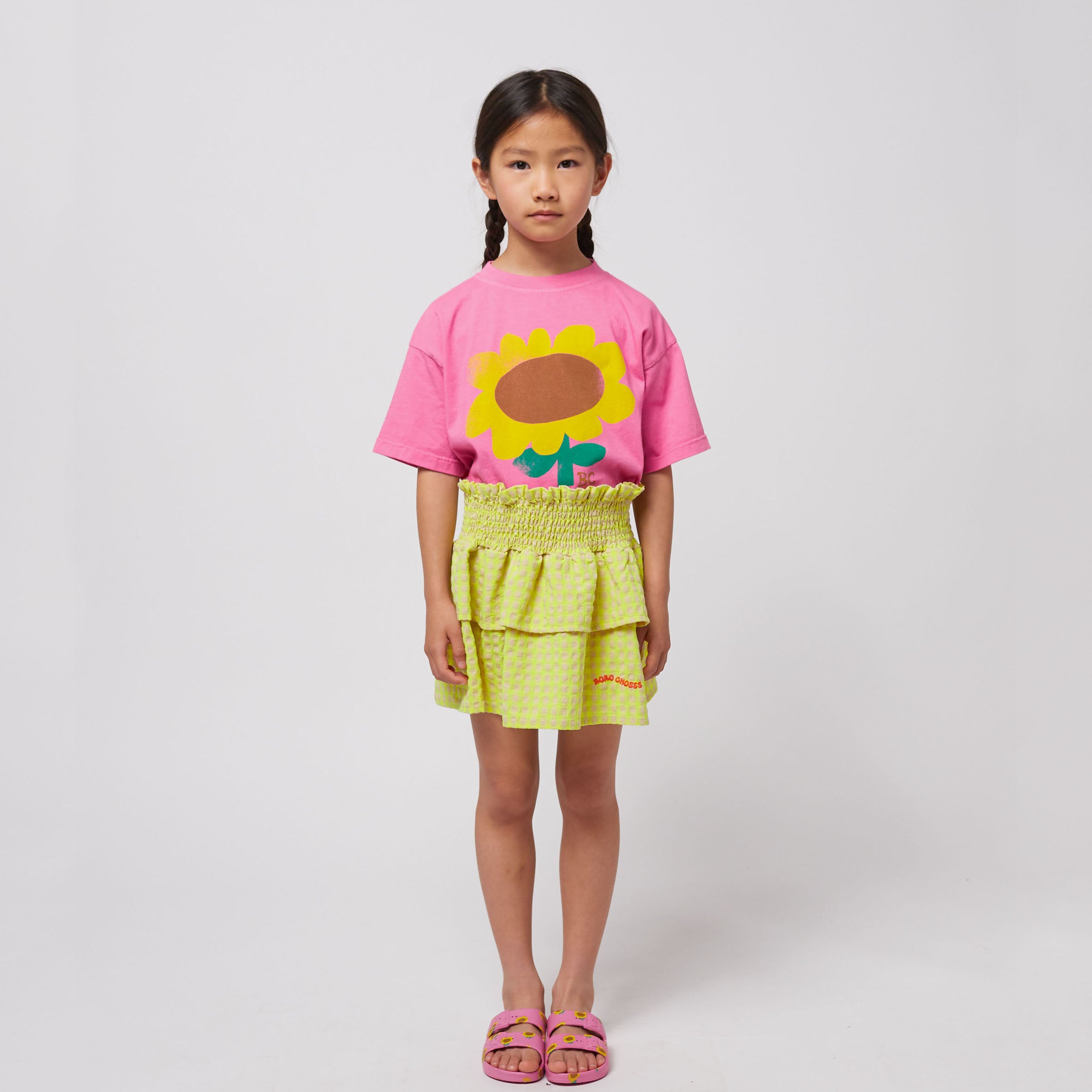 Girls Pink Printed Logo Cotton T-Shirt
