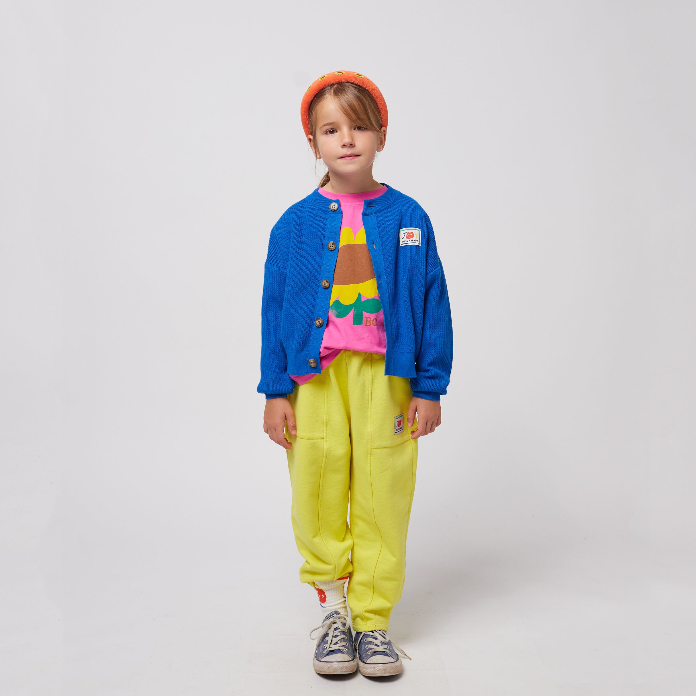 Boys & Girls Blue Smiling Embroidery Knit Cardigan