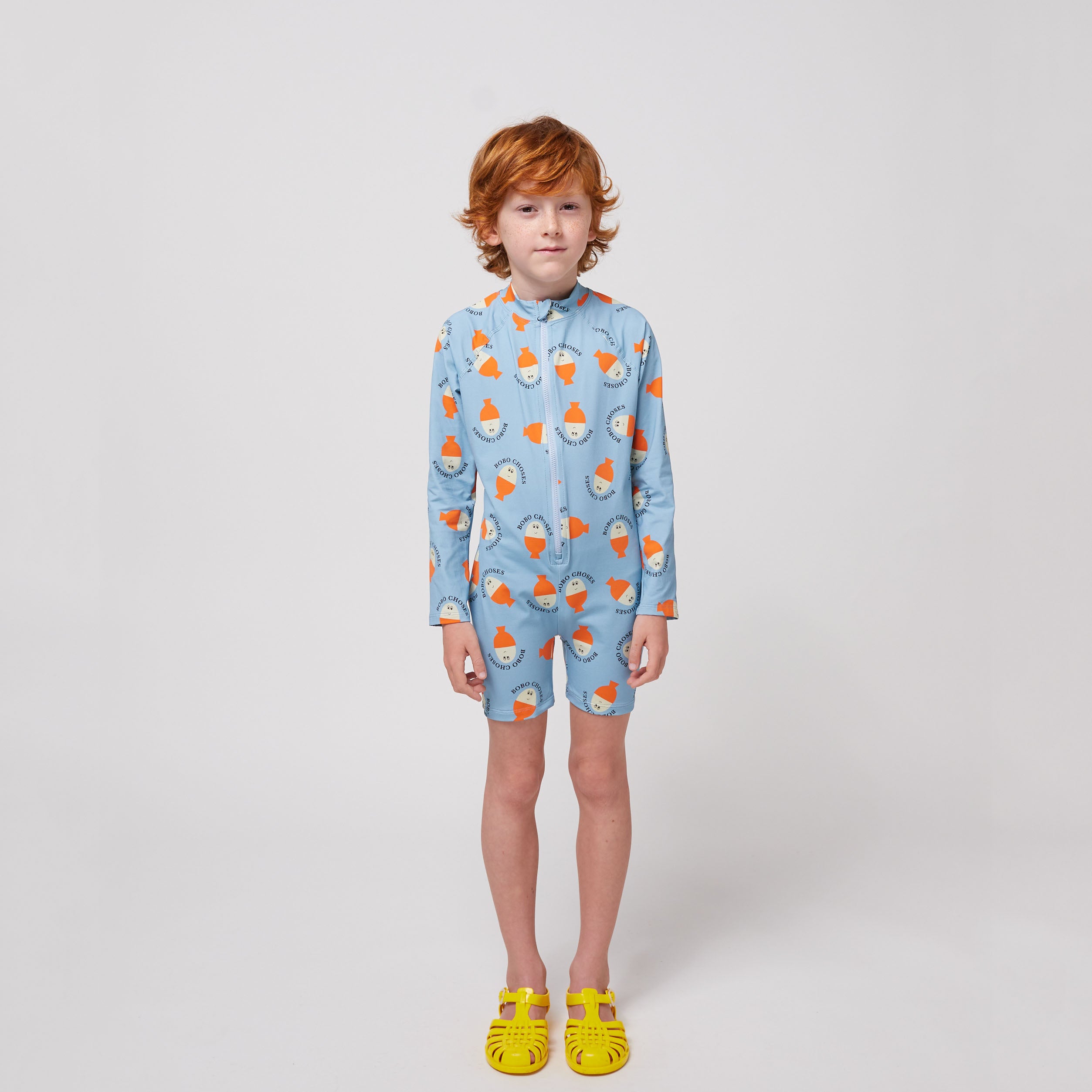 Boys & Girls Blue Printed Logo Swimwear