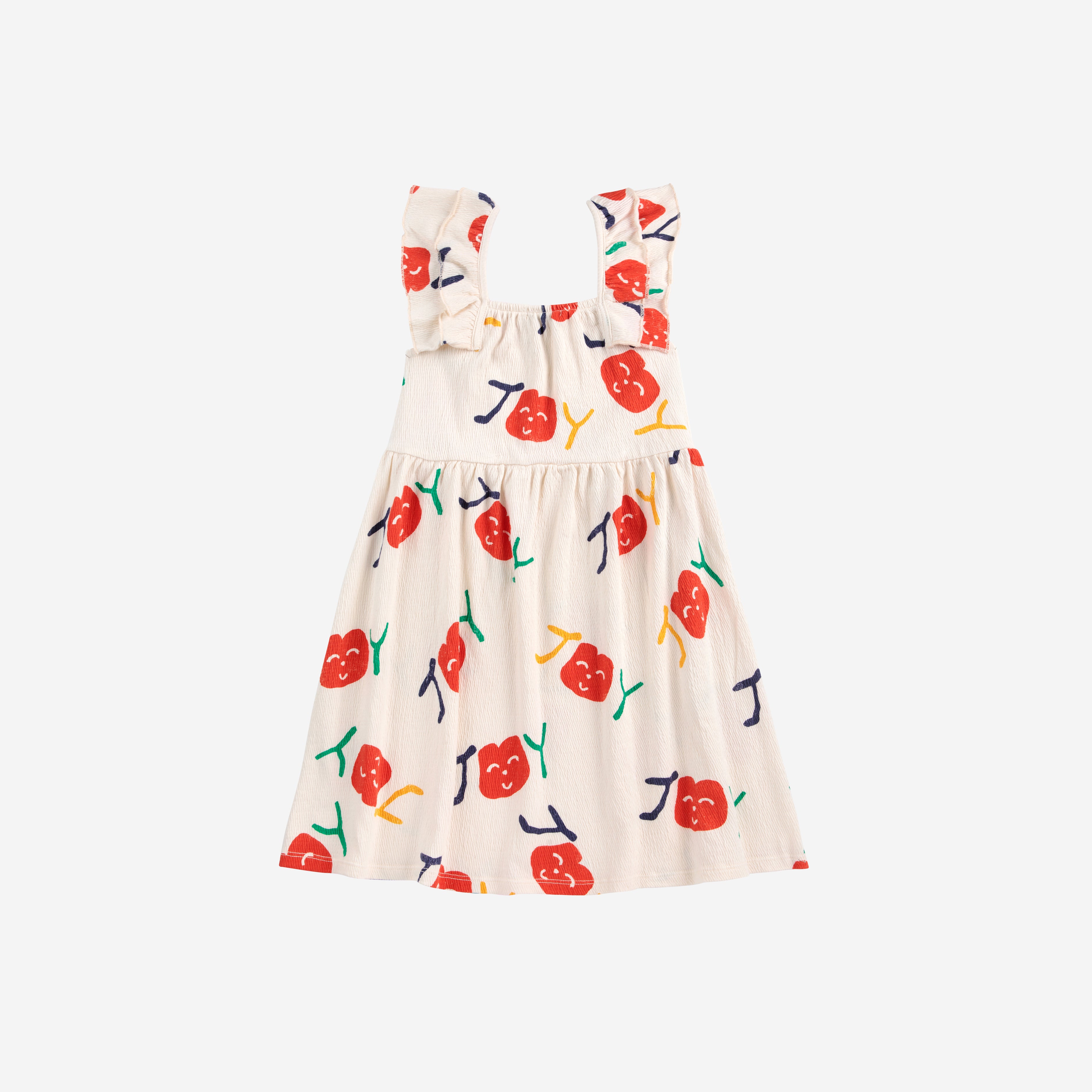 Girls Beige Printed Logo Cotton Dress