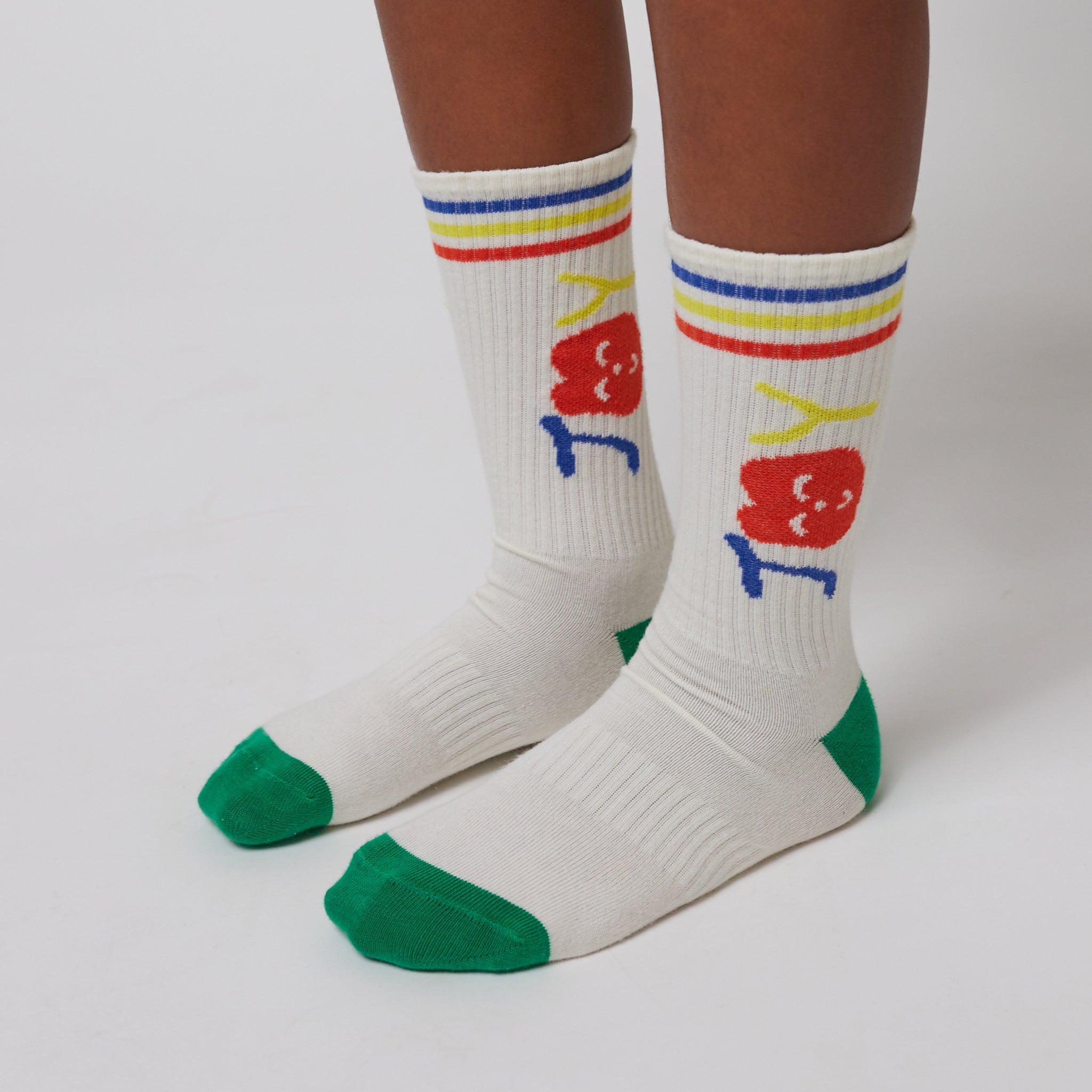 Boys & Girls Offwhite Printed Logo Cotton Socks