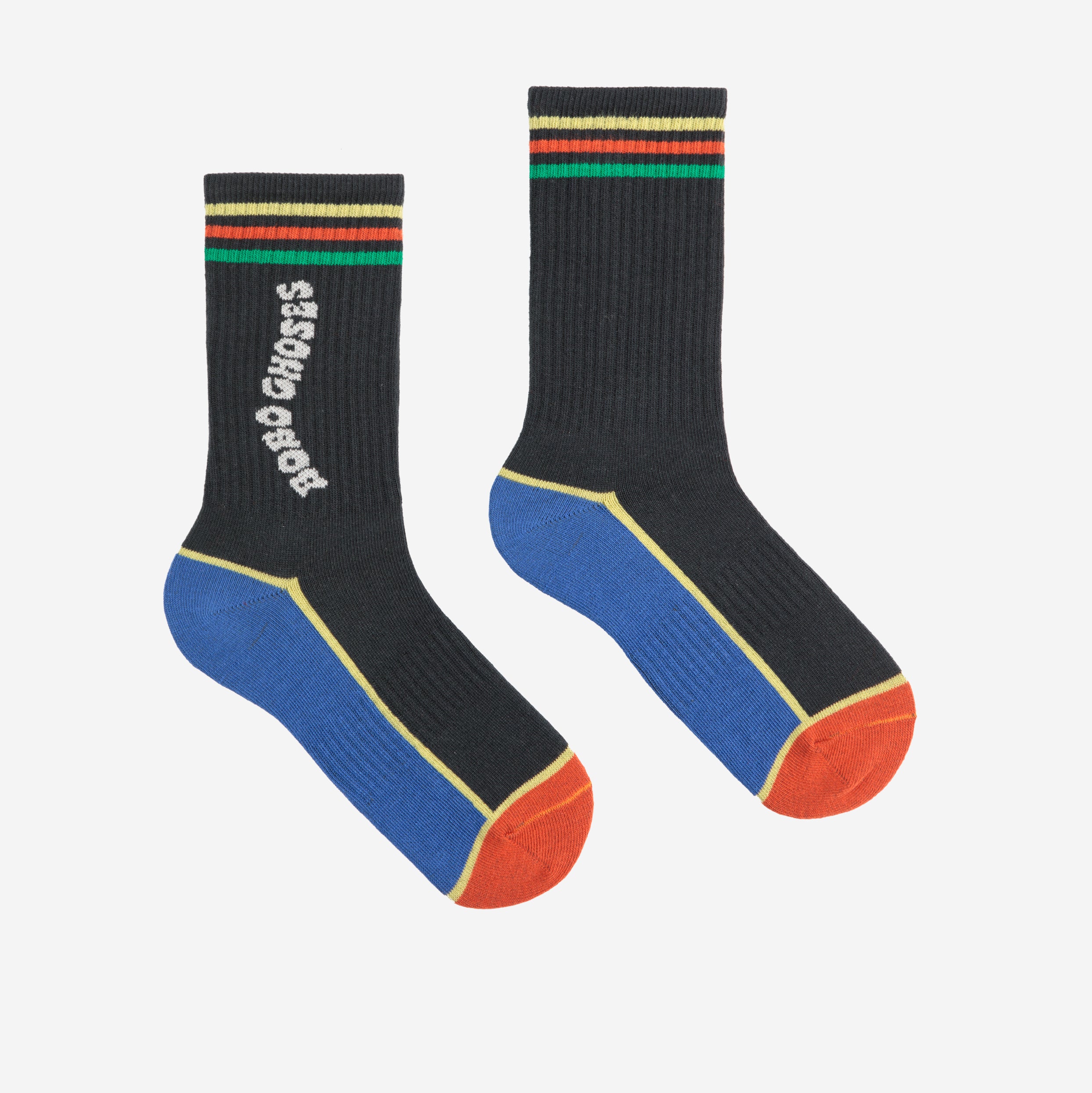 Boys Black Embroidery Logo Cotton Socks