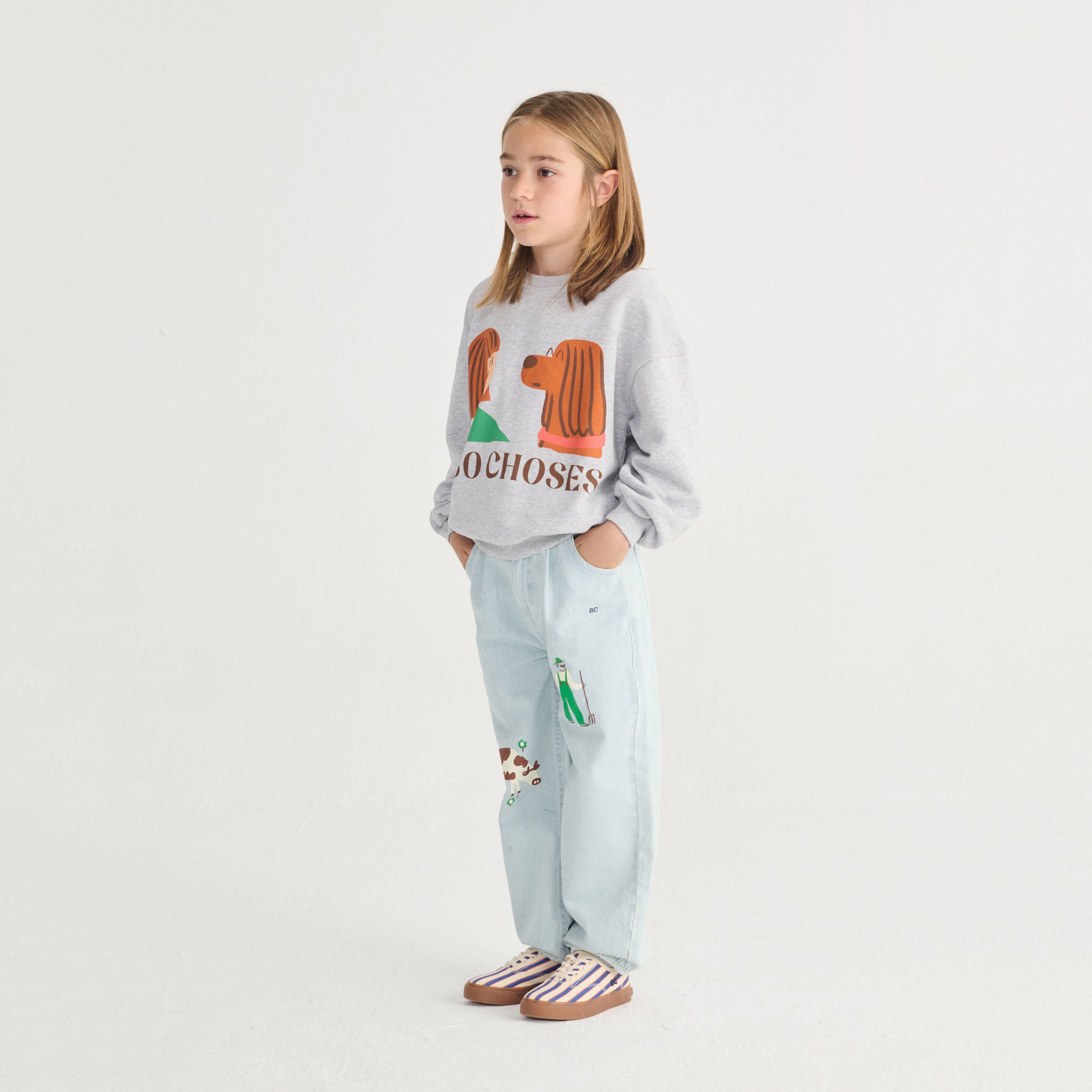Boys & Girls Grey Printed Cotton Sweatshirt