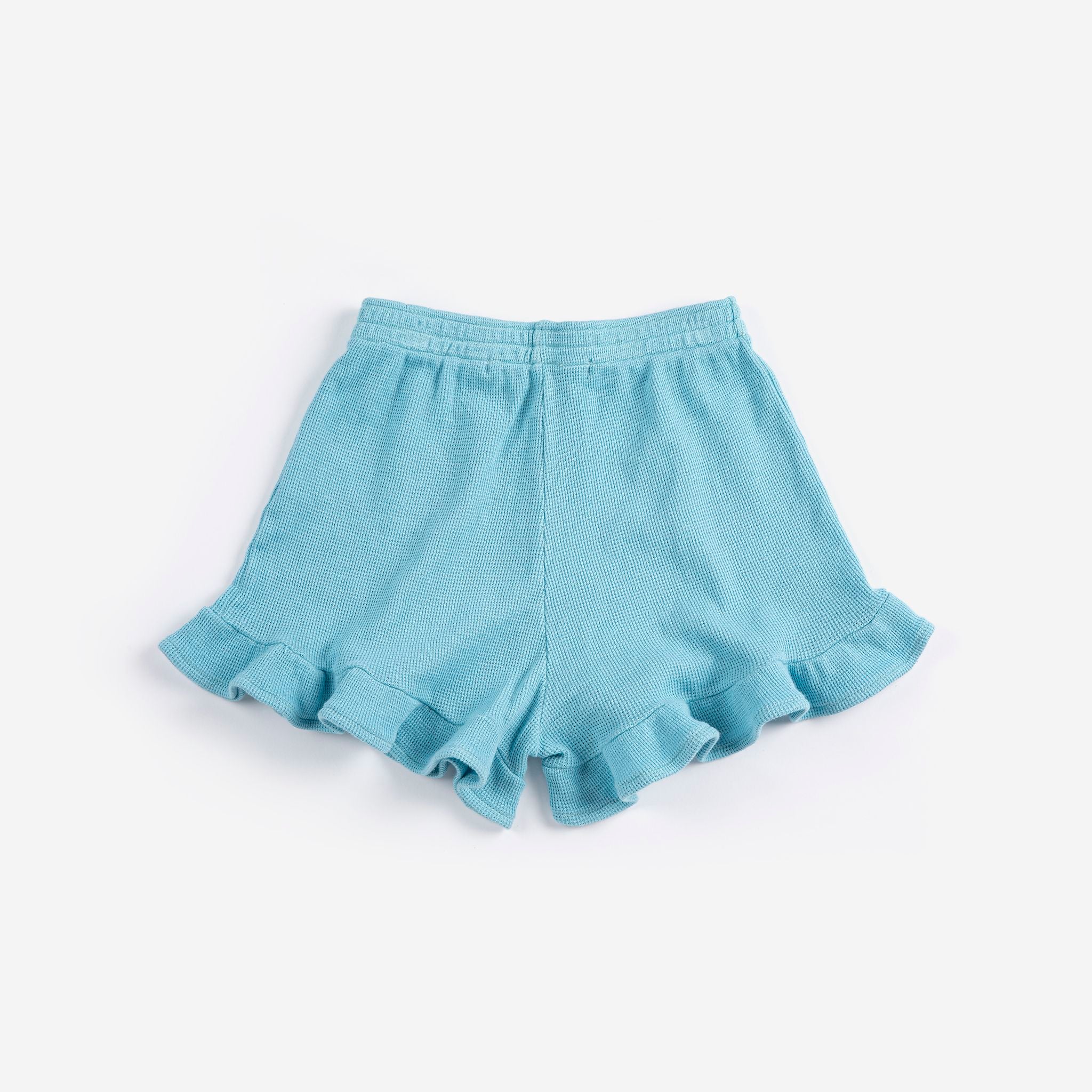 Girls Light Blue Embroidered Logo Cotton Shorts