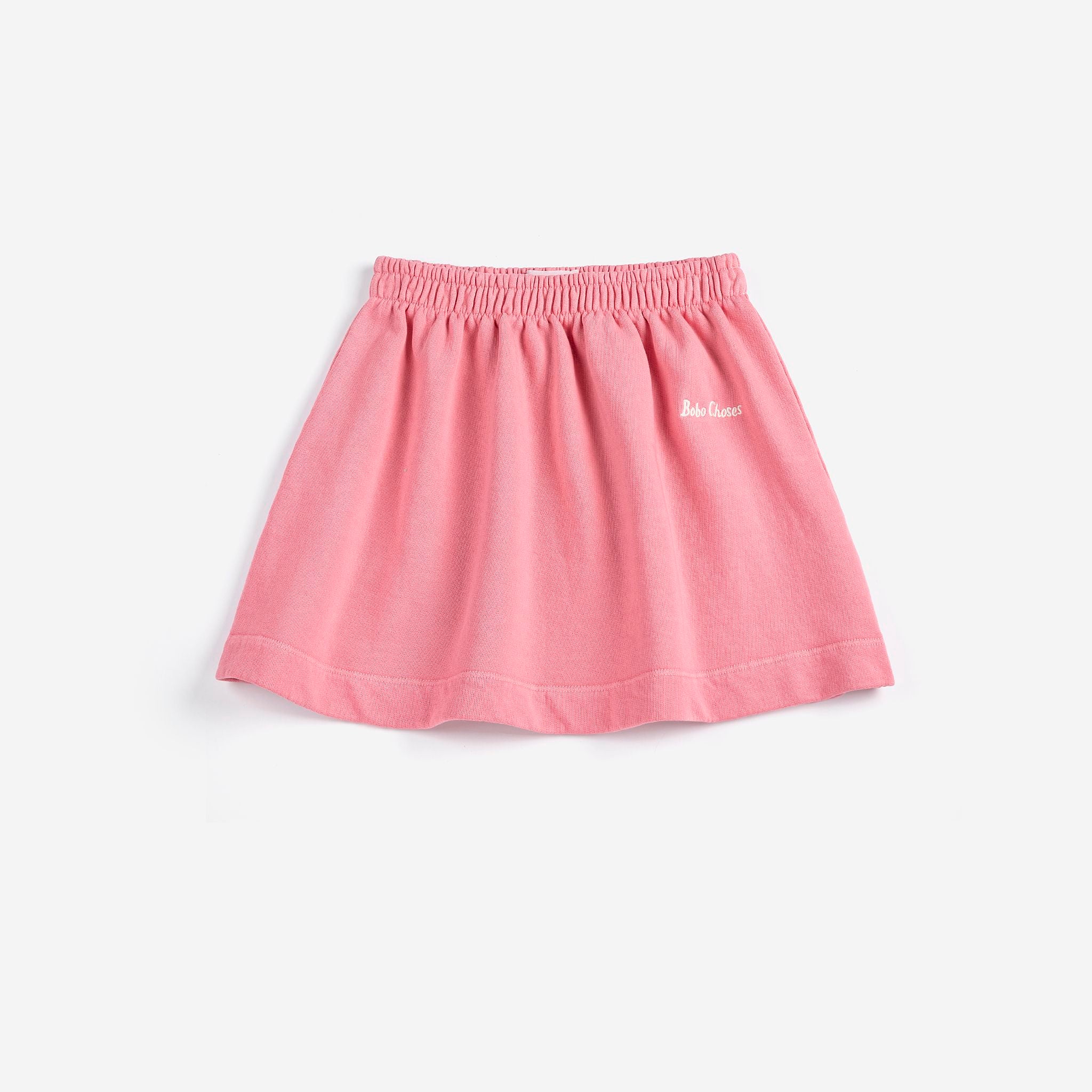 Girls Pink Embroidered Logo Cotton Skirt