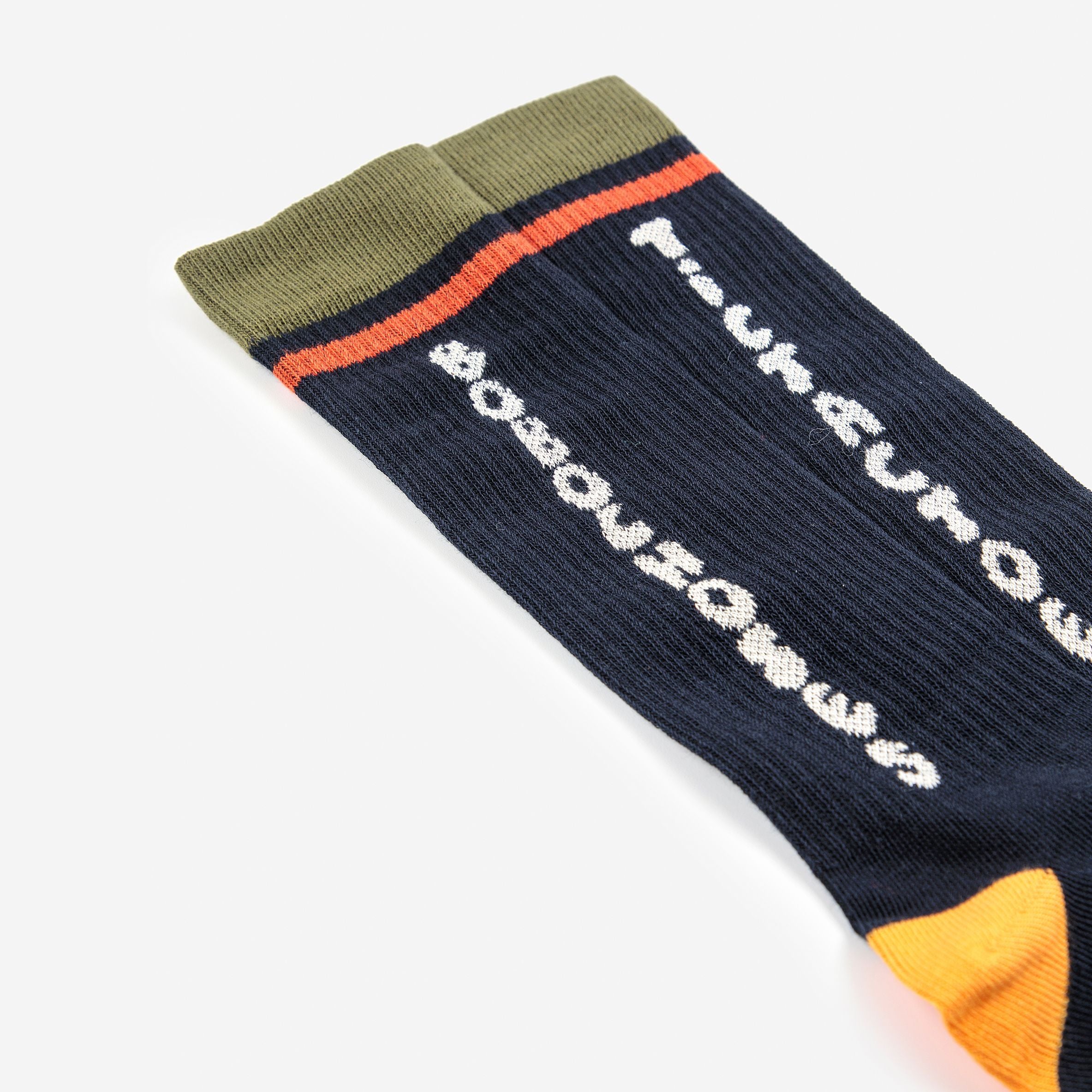 Boys & Girls Dark Blue Logo Cotton Socks