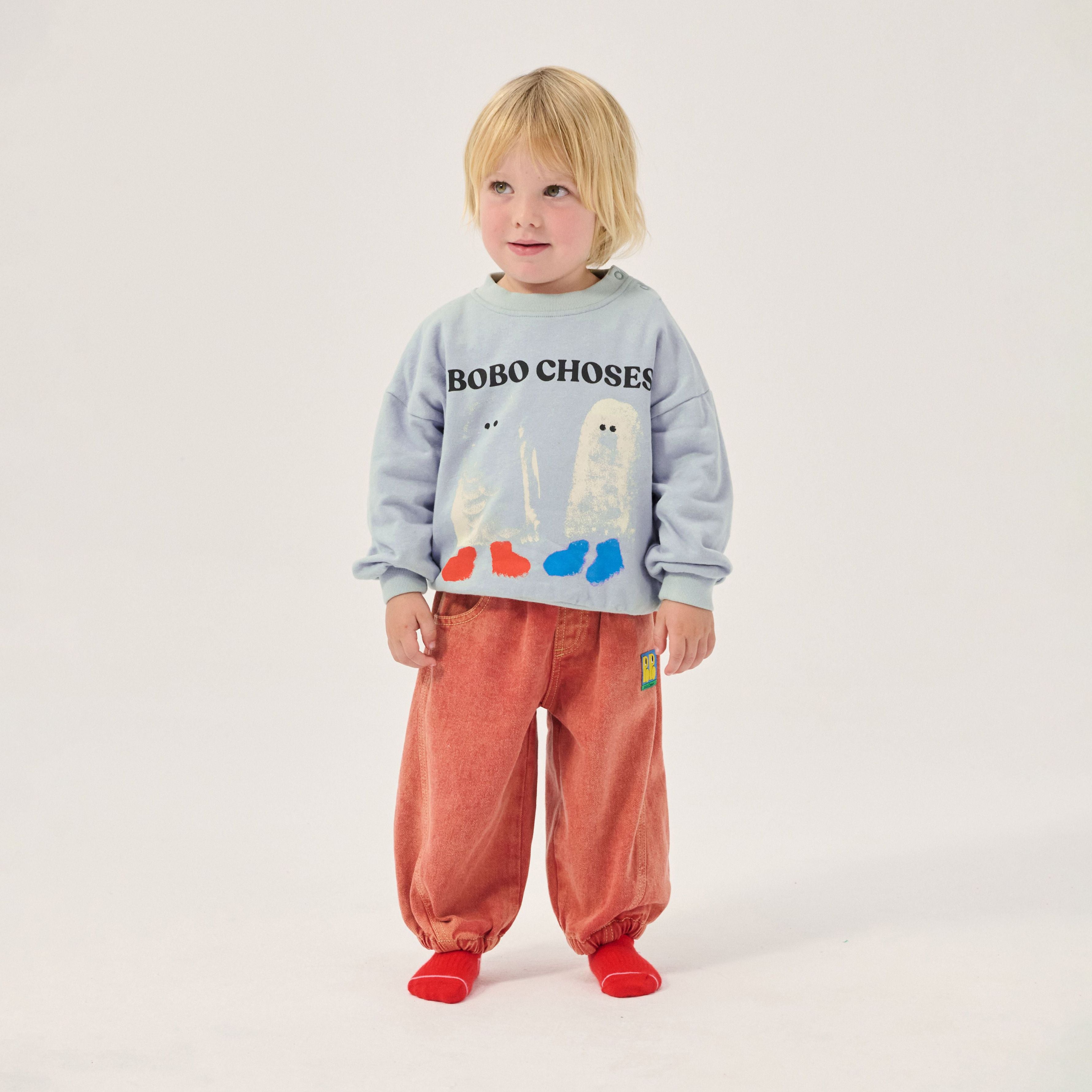 Baby Boys & Girls Light Blue Logo Cotton Sweatshirt