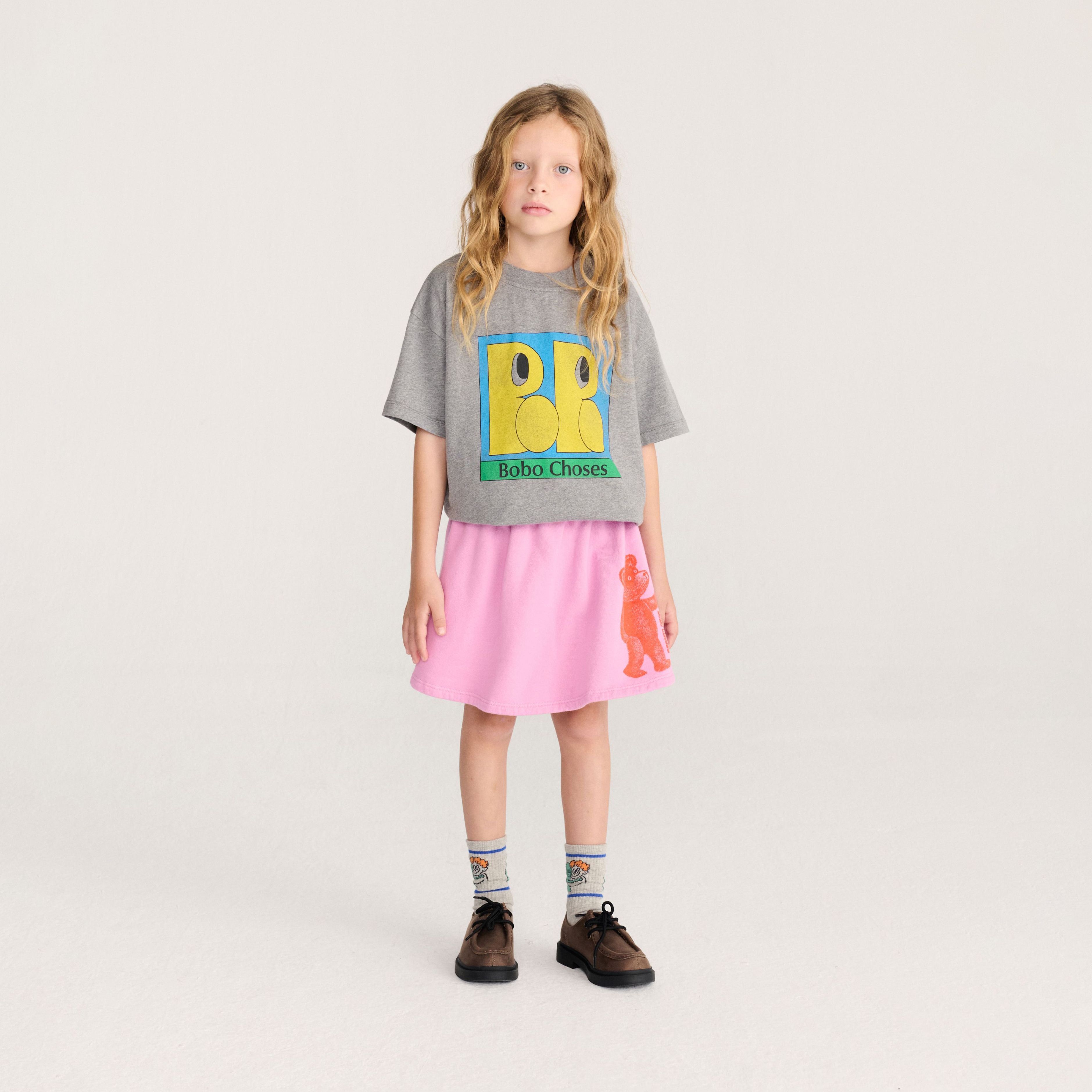 Boys & Girls Grey Printed Cotton T-Shirt