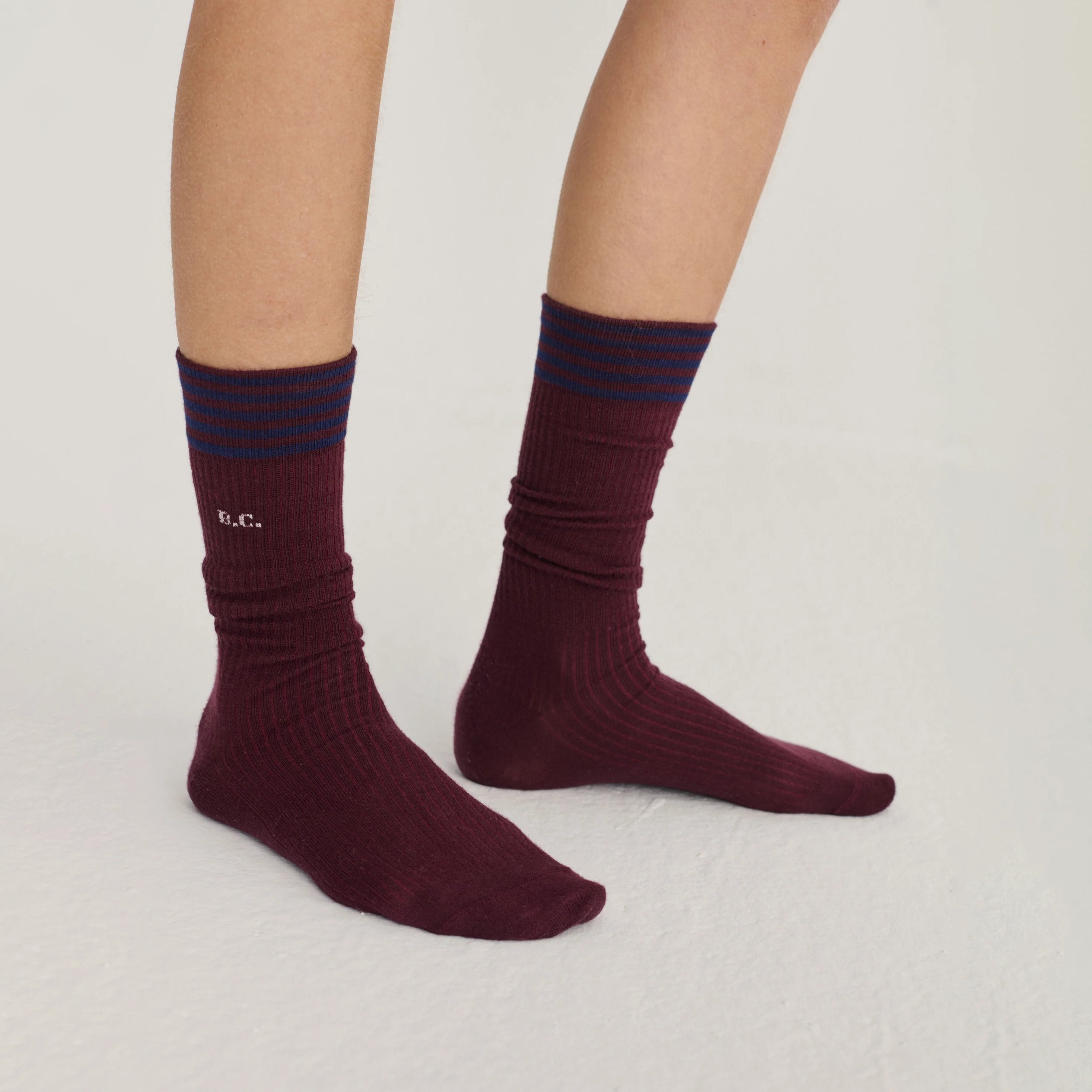 Women Wine Red Cotton Long Socks