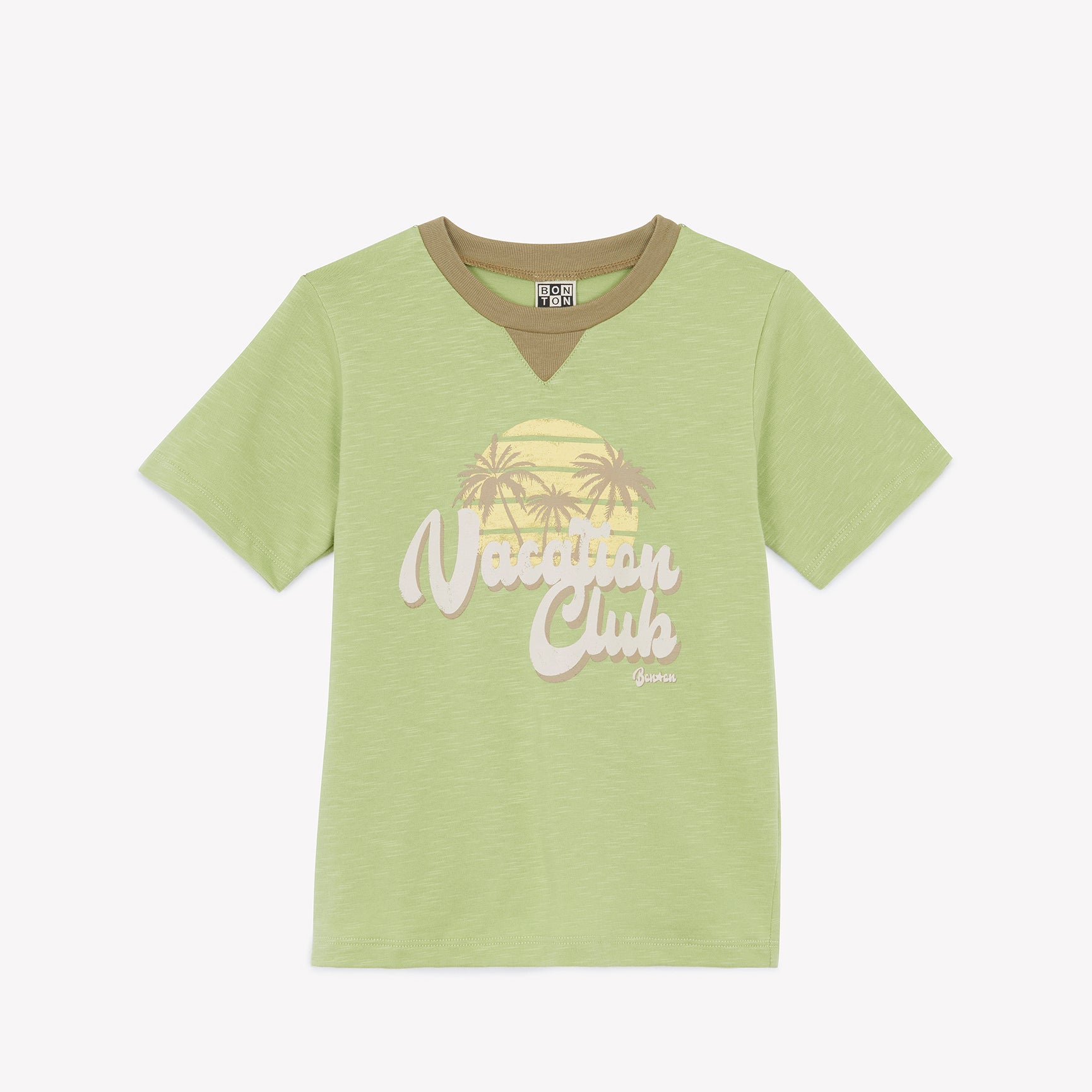 Boys & Girls Green Printed Cotton T-Shirt