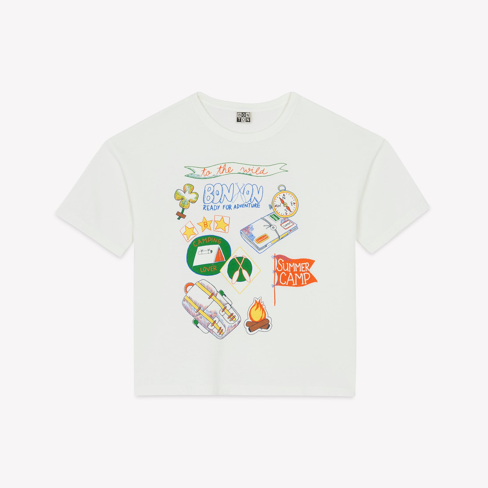 Boys & Girls White Printed Cotton T-Shirt
