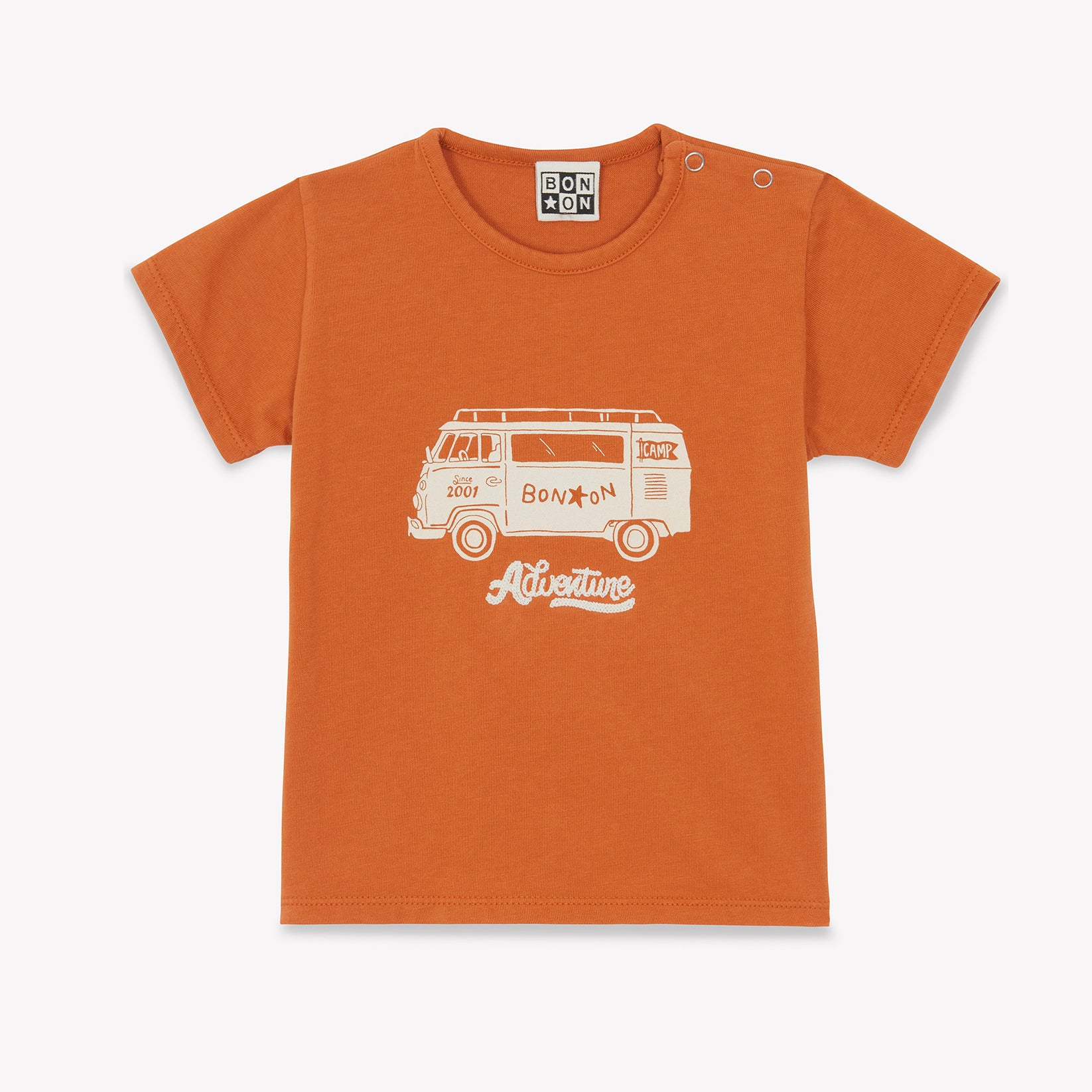 Baby Boys & Girls Orange Printed Cotton T-Shirt