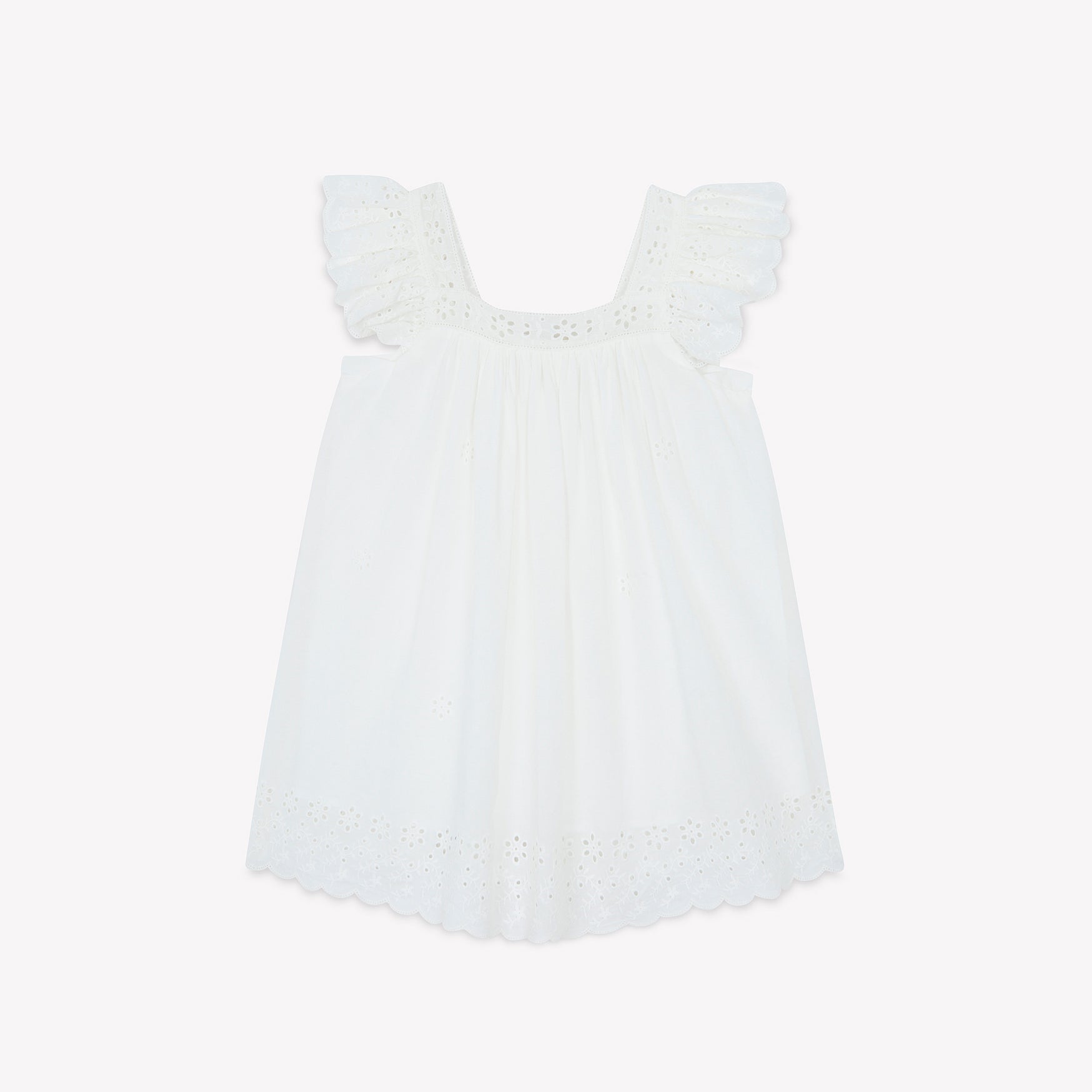 Girls White Embroidered Cotton Dress