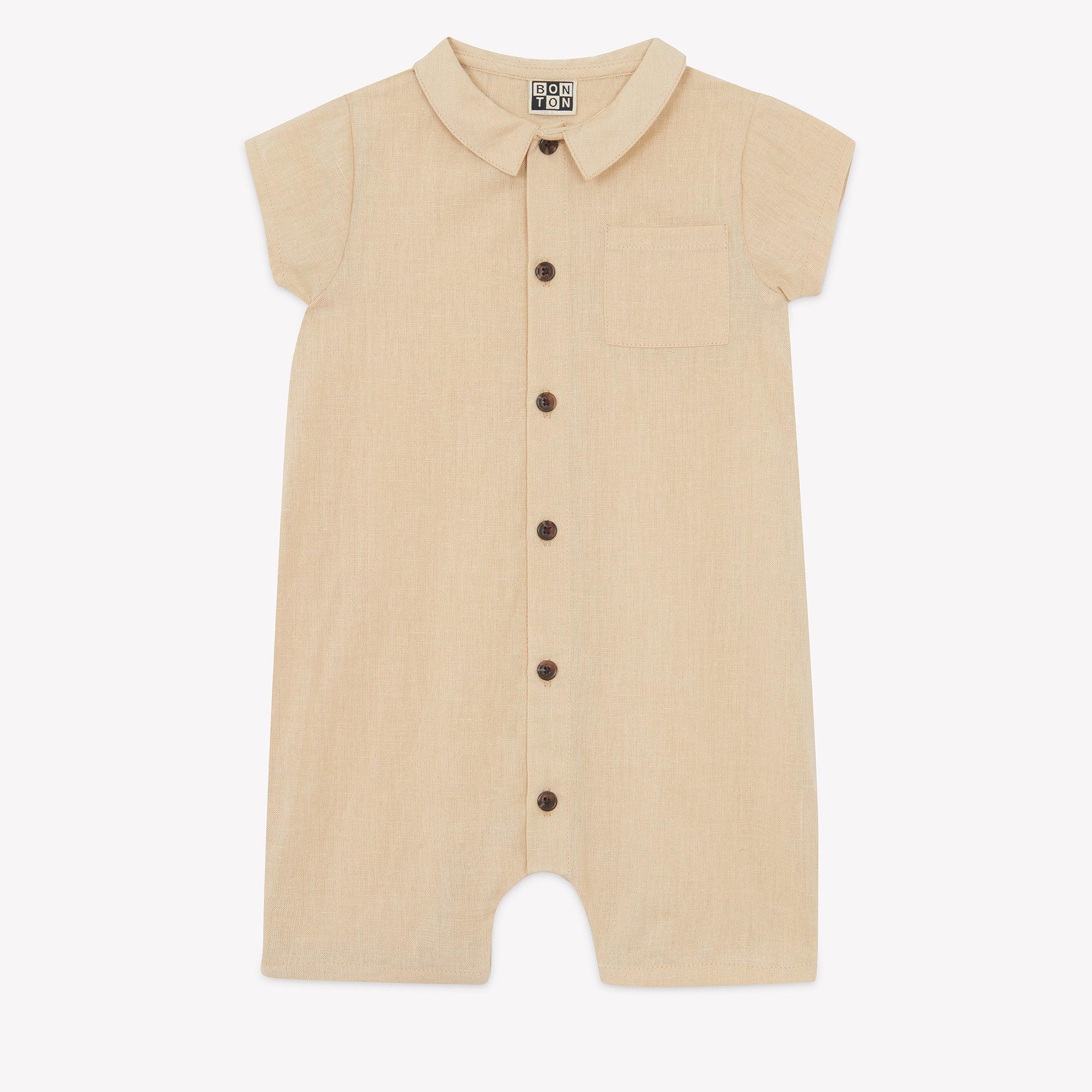 Baby Boys & Girls Beige Cotton Babysuit