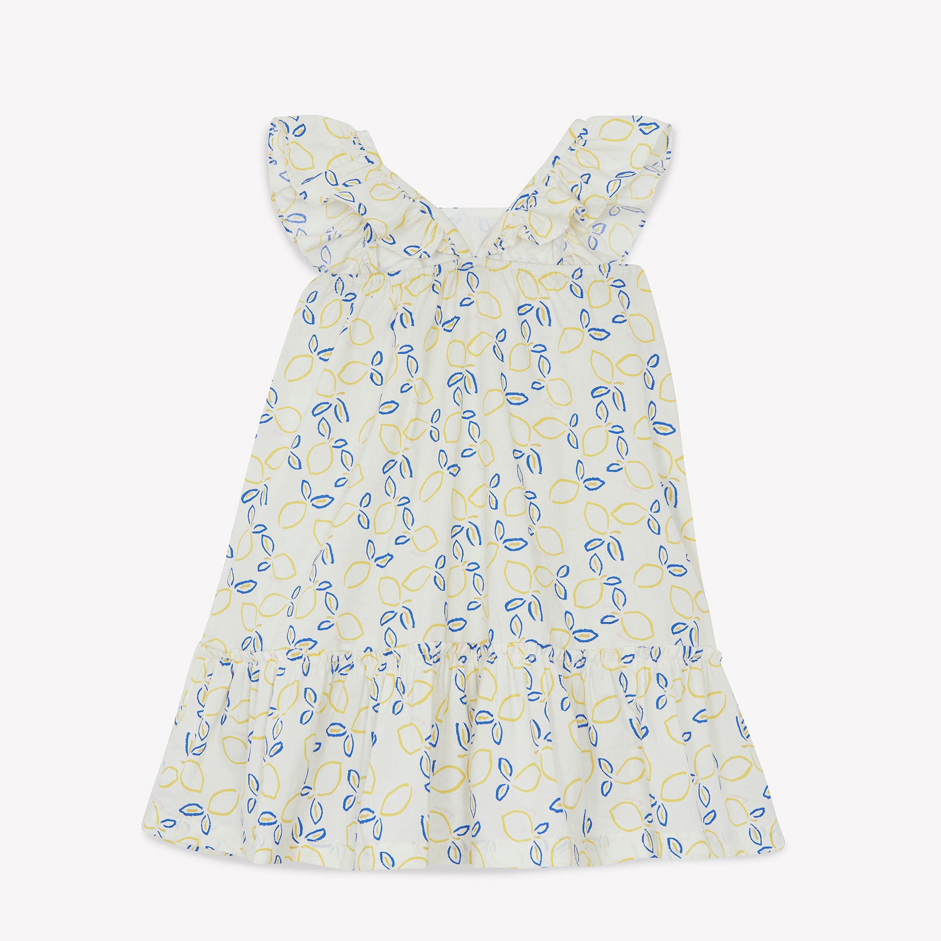 Girls Ivory Printed Cotton Dress