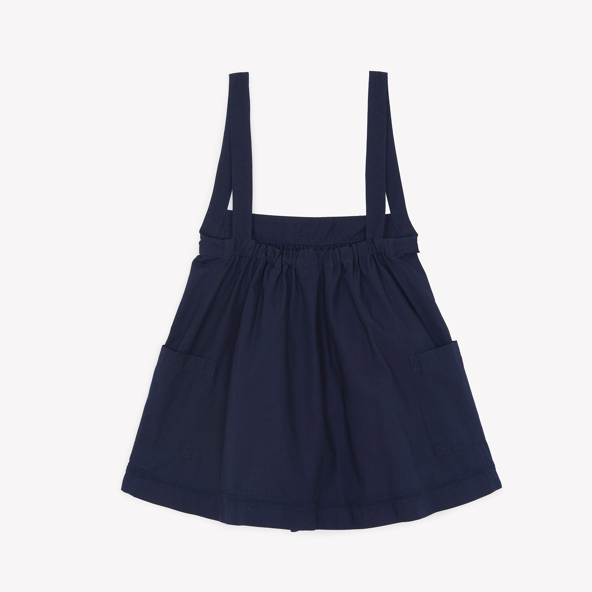 Girls Dark Blue Cotton Strap Dress