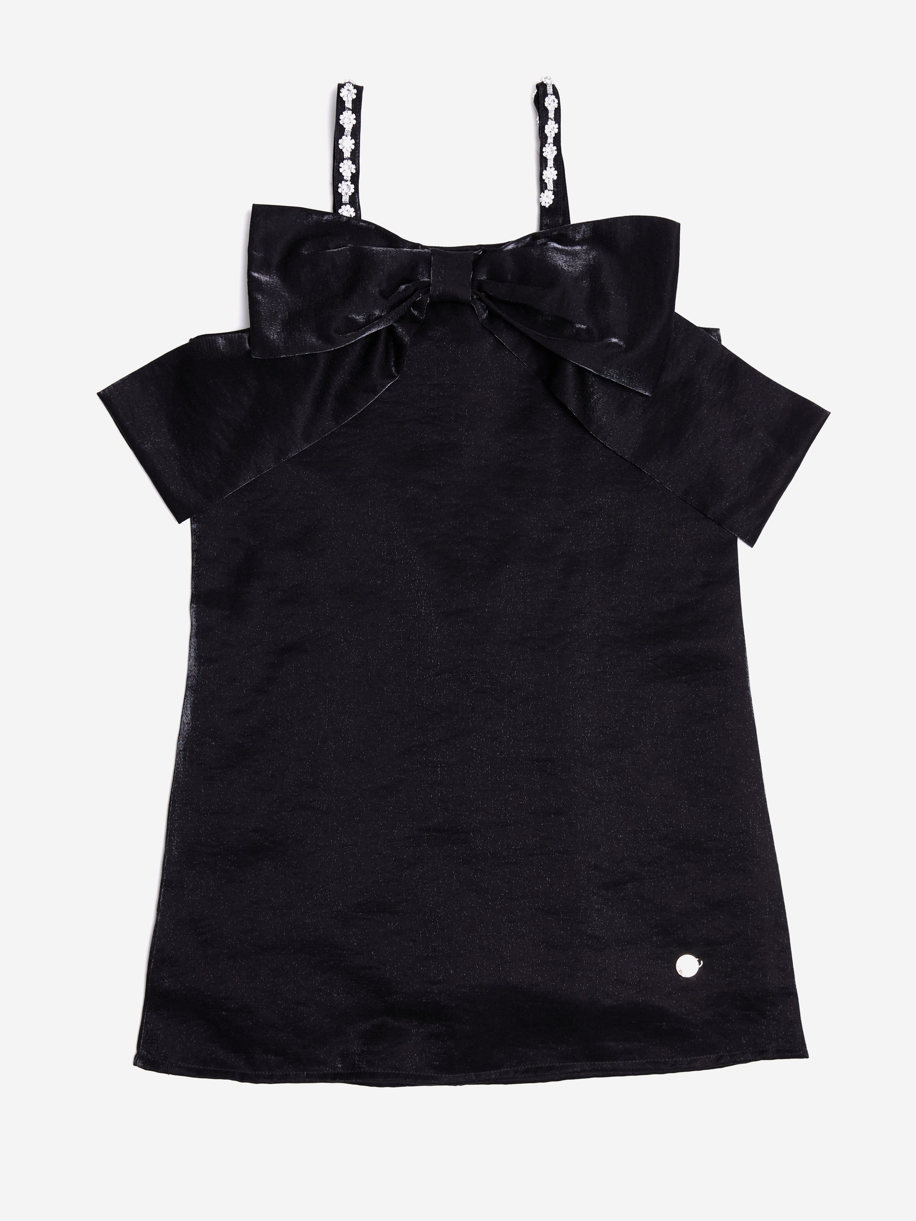 BCBG Girls Jewel Strap Taffeta Dress in Black
