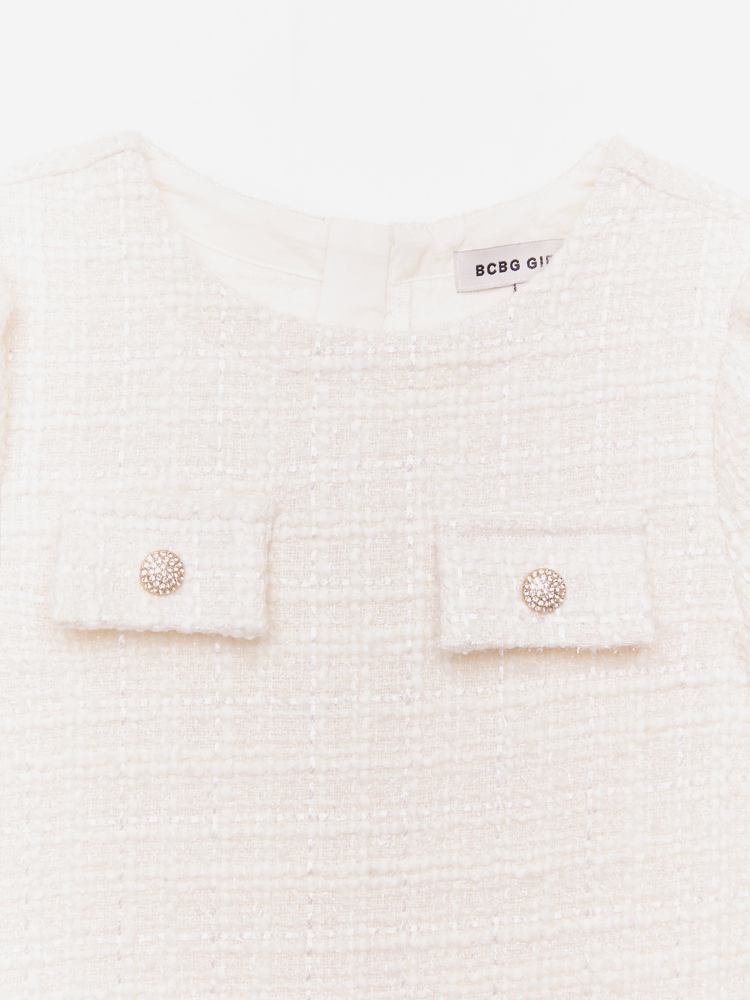 BCBG Girls Tweed Dress in Ivory