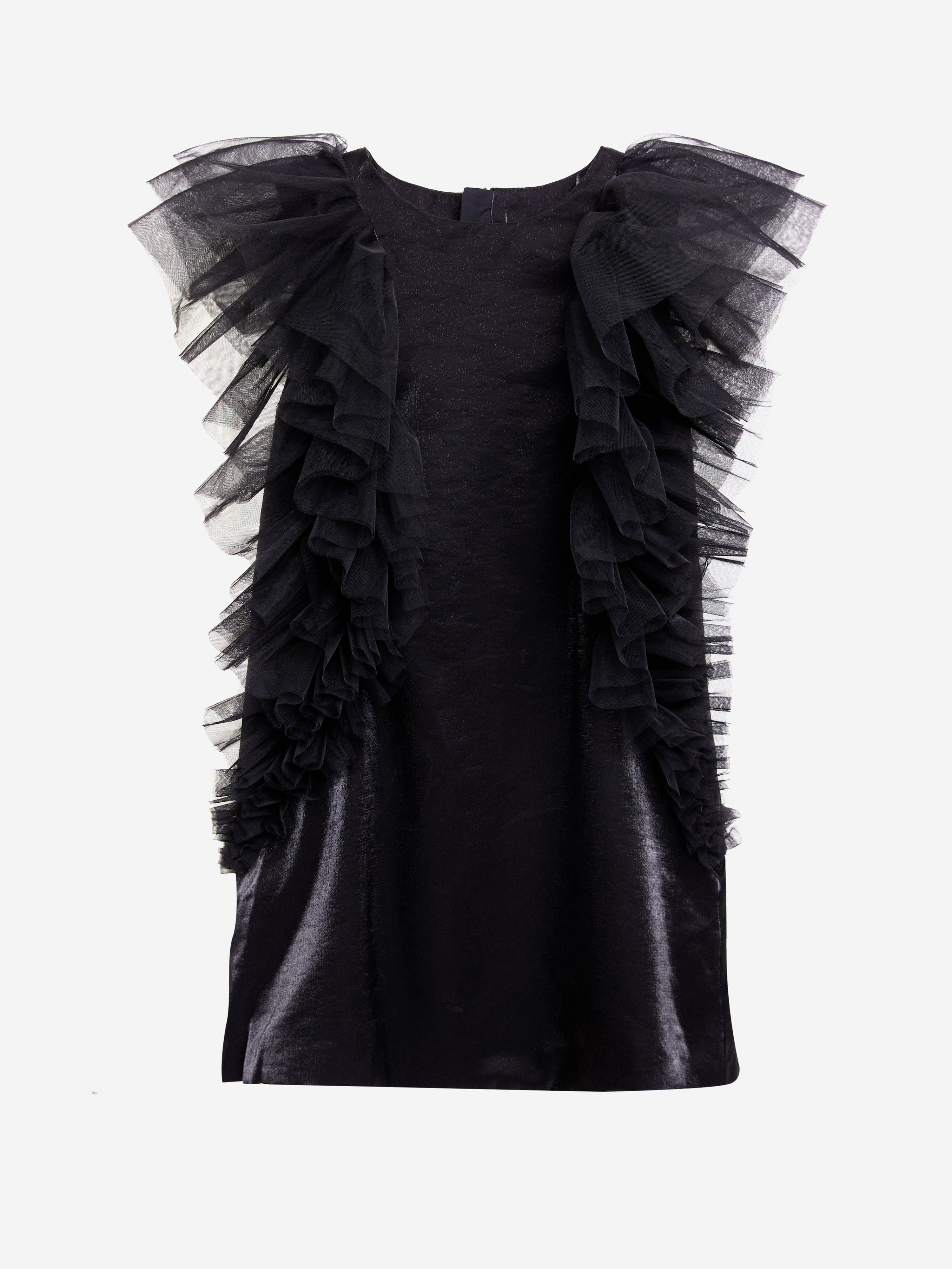Girls Ruffle Dress in Black