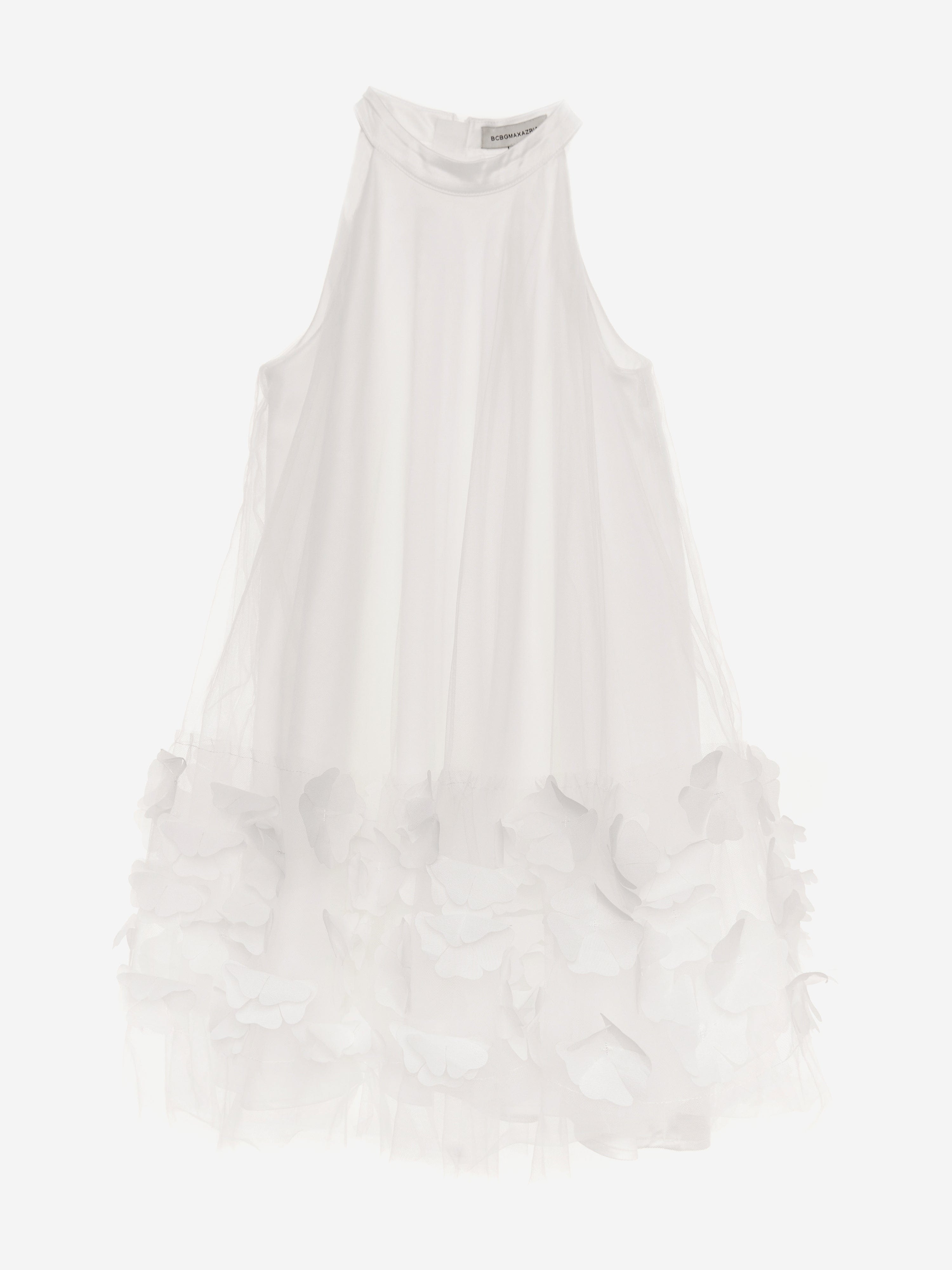BCBG Girls Tulle 3D Flower Dress in White