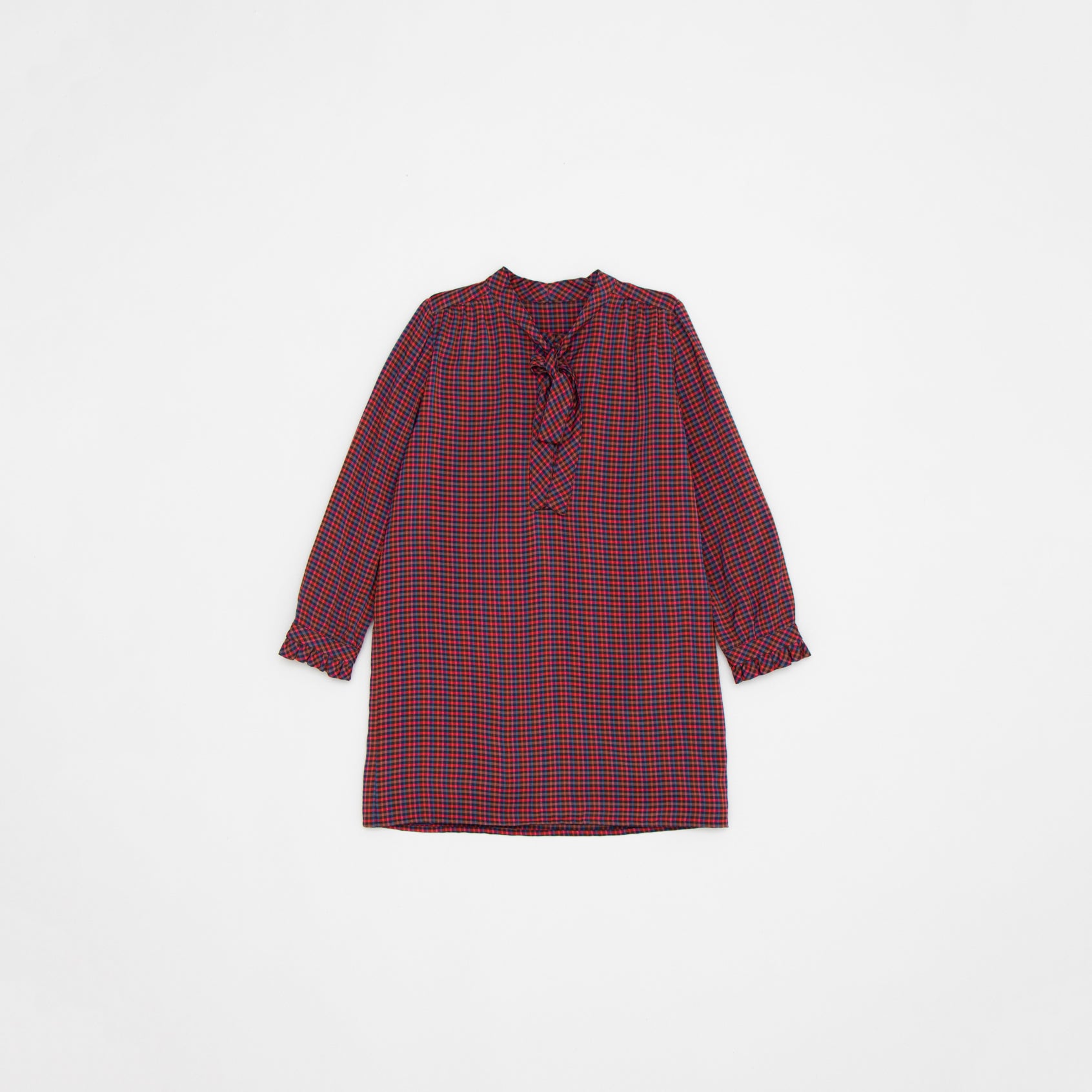 Girls Multicolor Check Dress