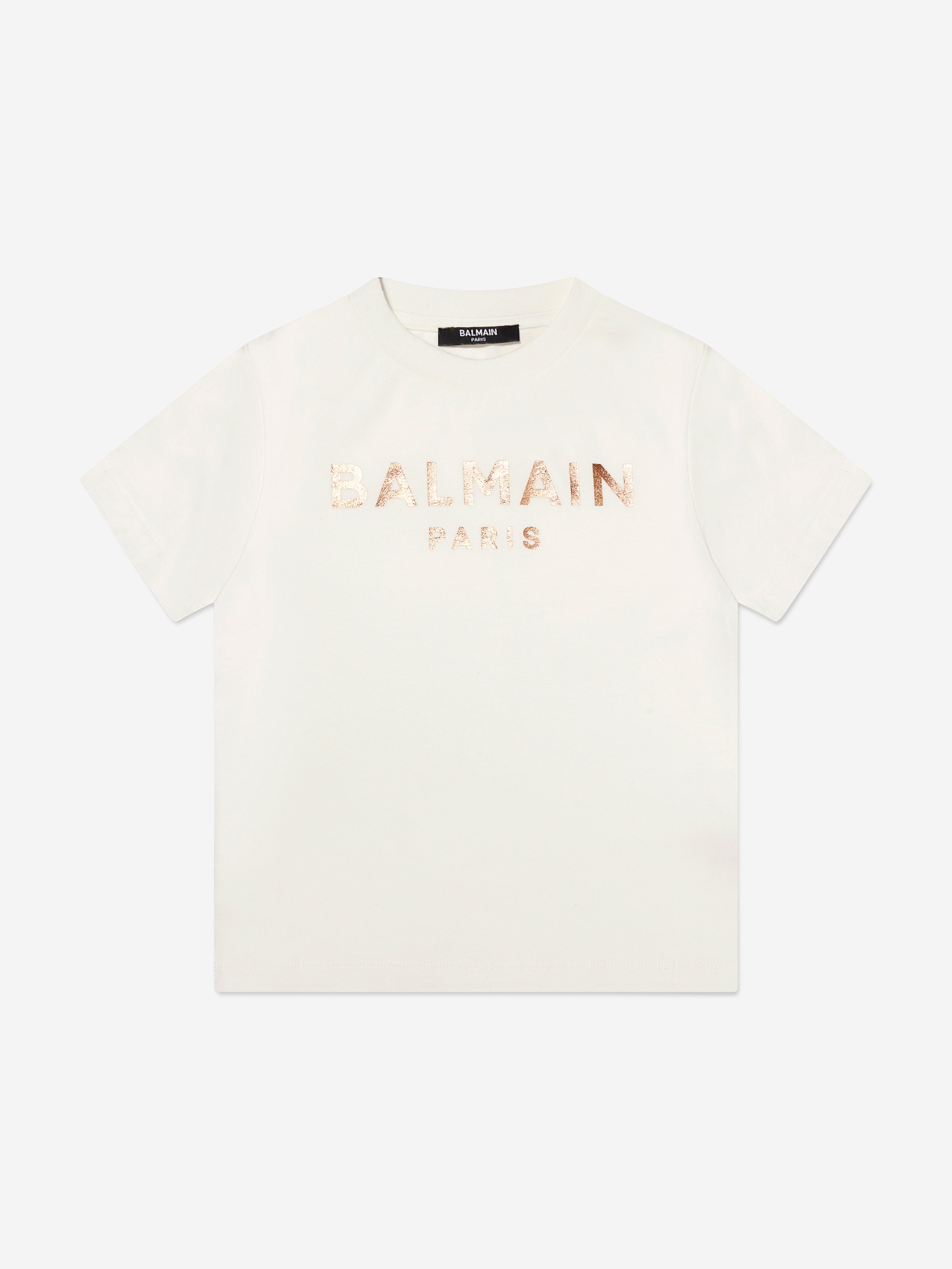 Balmain Girls Logo T-Shirt in Ivory