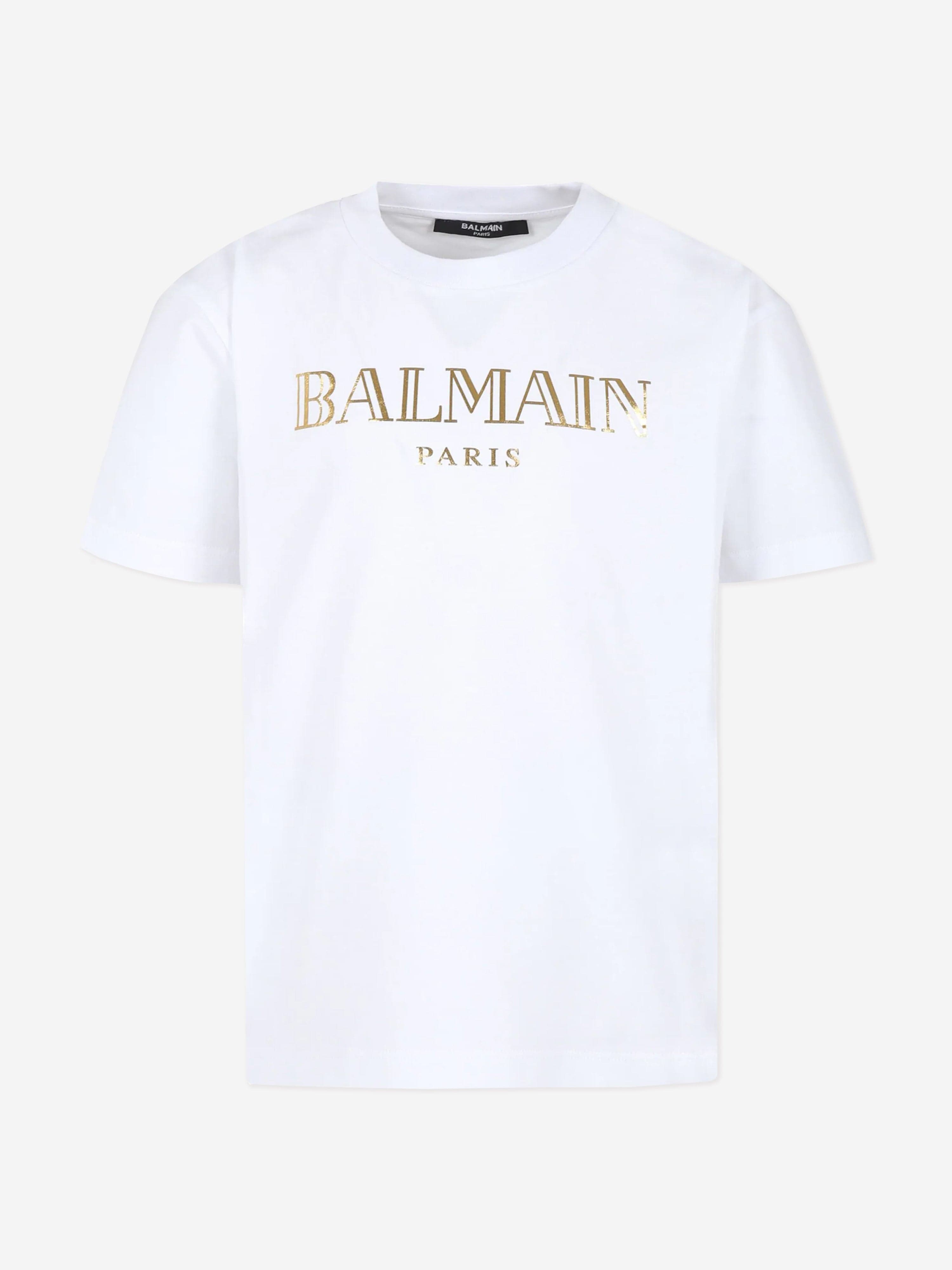 Balmain Kids Paris Logo T-Shirt in White