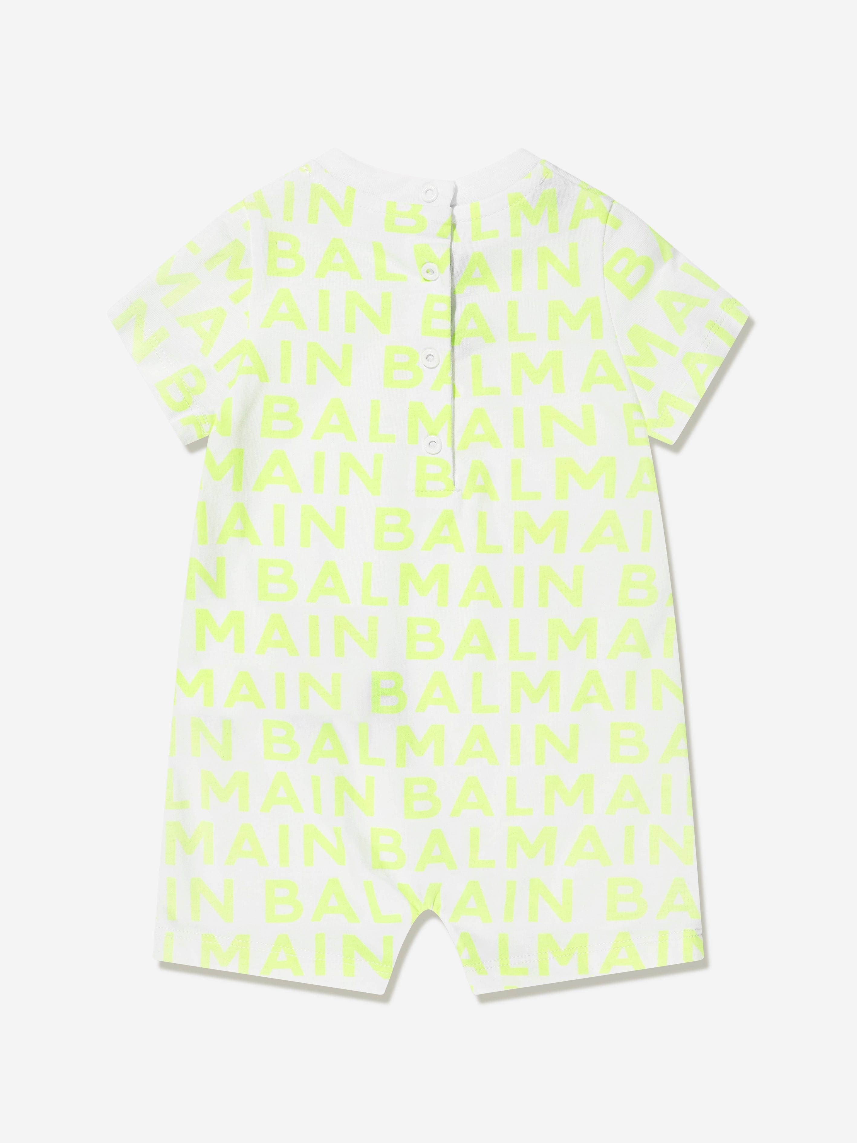 Balmain Baby Boys Romper And Hat Gift Set in White