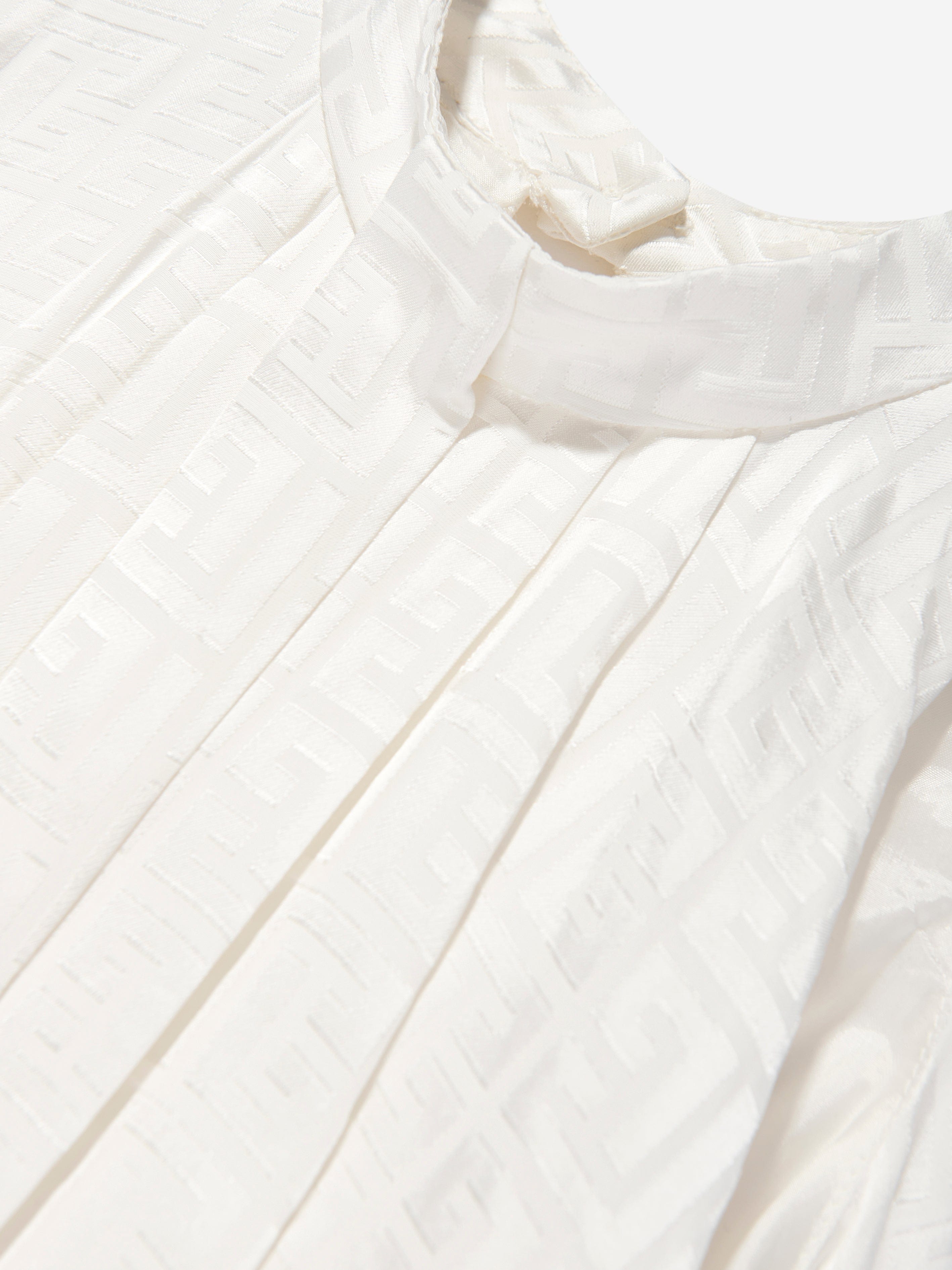 Balmain Girls Sleeveless Monogram Dress in Ivory