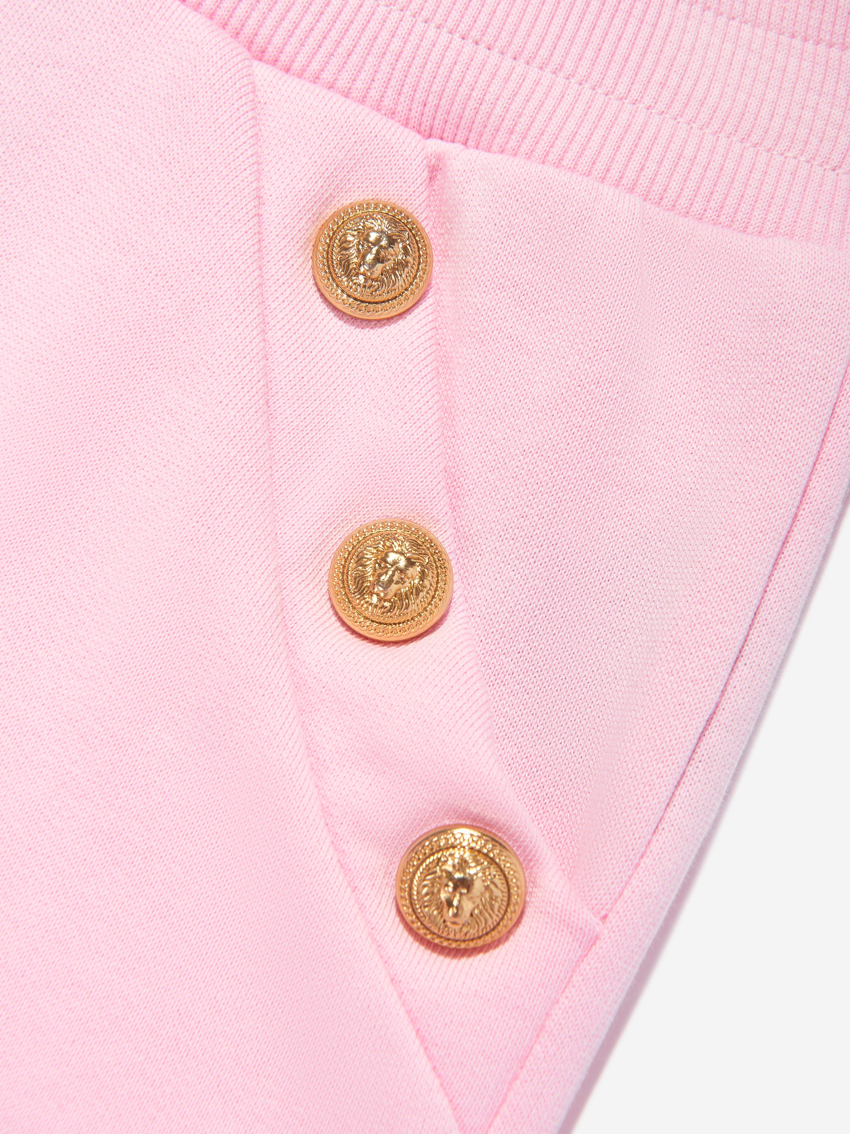 Balmain Girls Logo Button Joggers in Pink