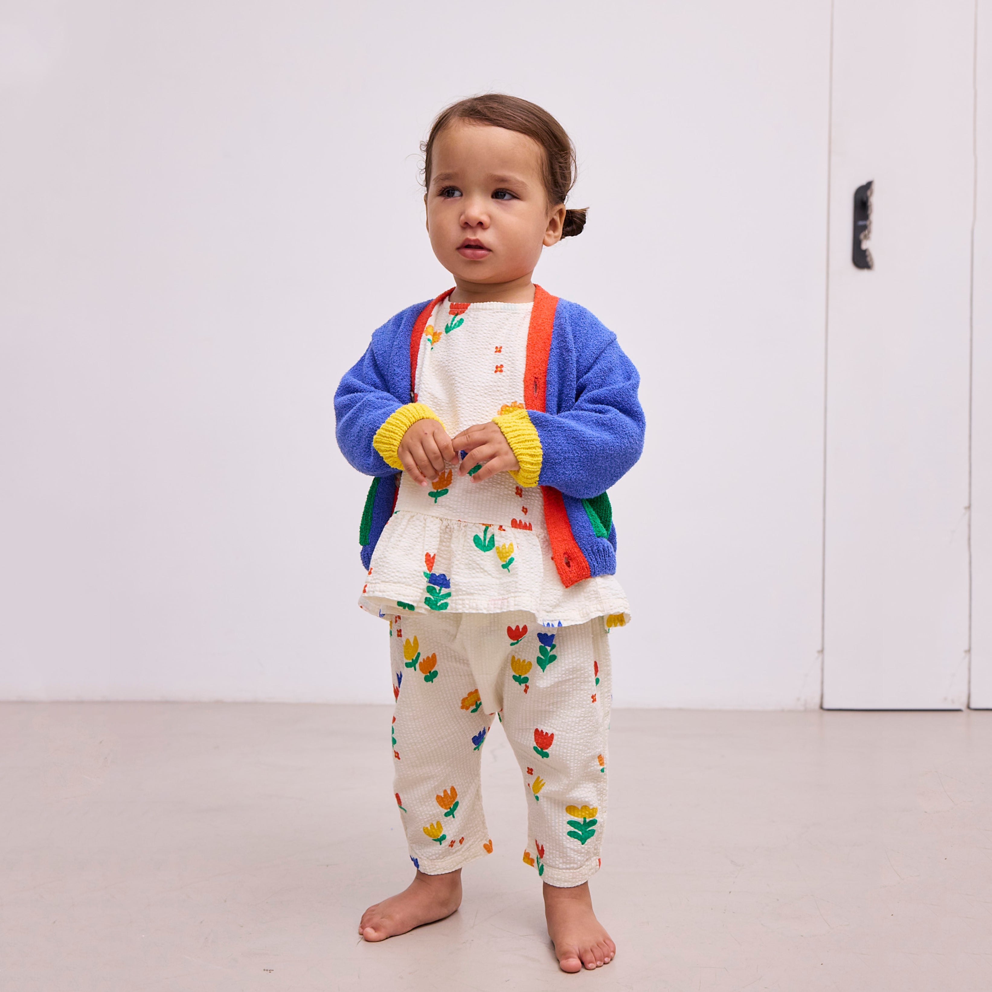 Baby Boys & Girls Offwhite Printed Flower Cotton Pants