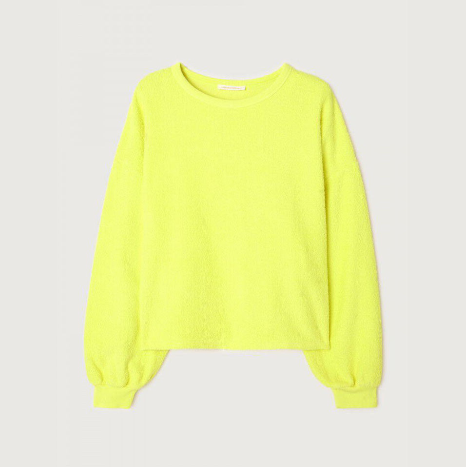 Women Fluo Yellow Cotton Sweatshirt