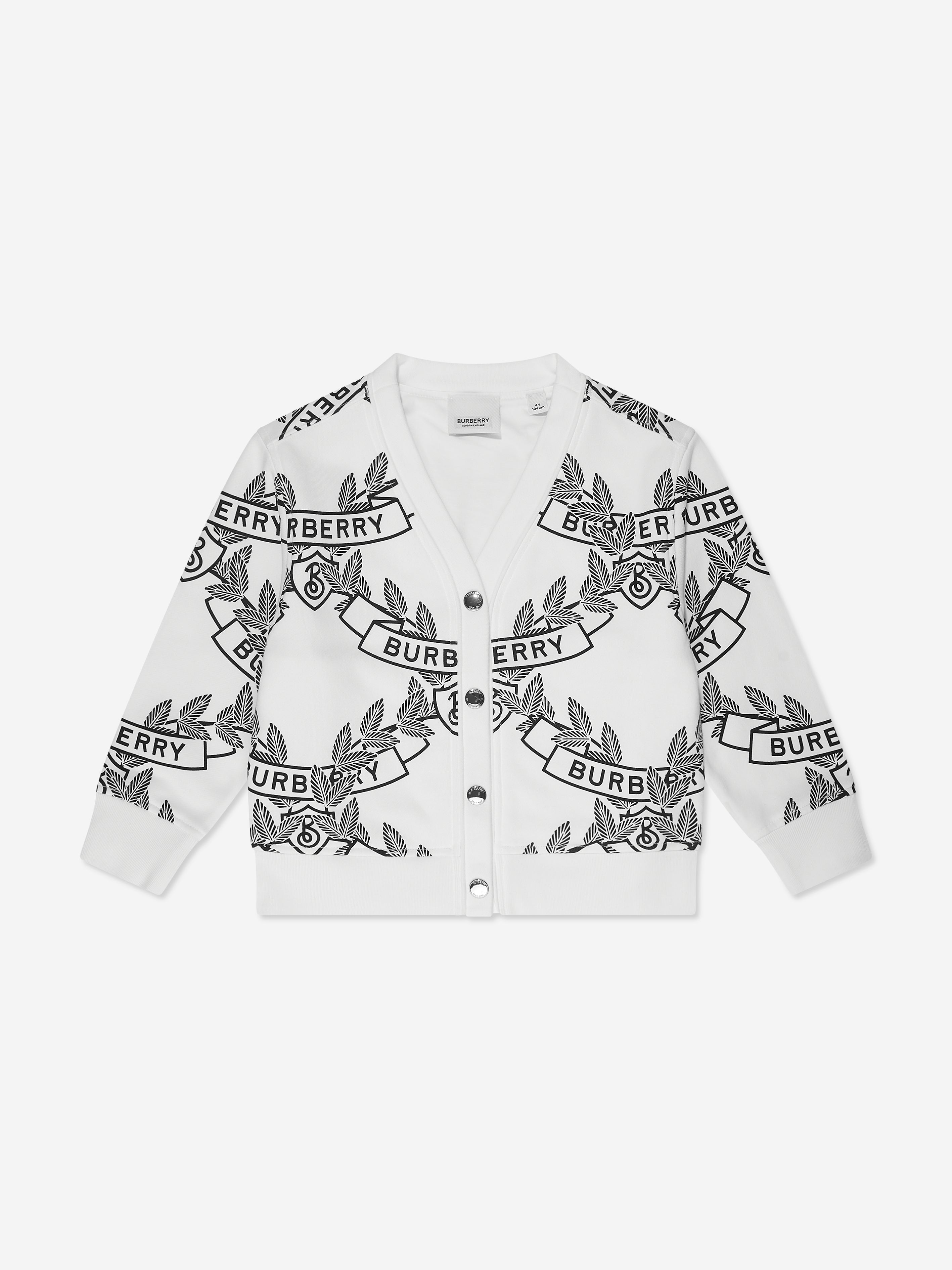 Kids Baile Crest Cardigan in White