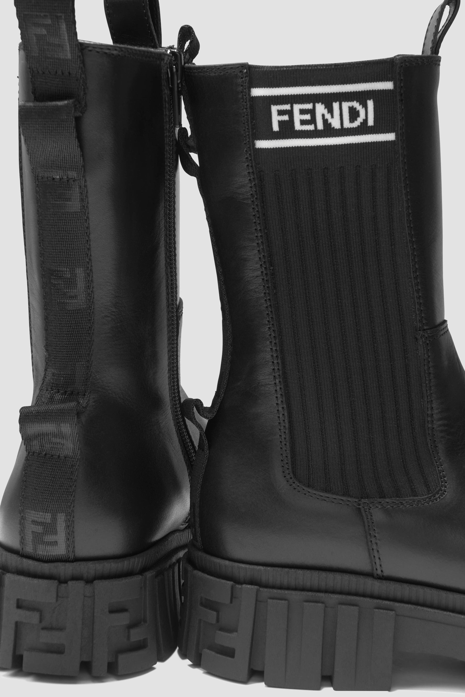 Girls Leather Chunky Logo Biker Boots
