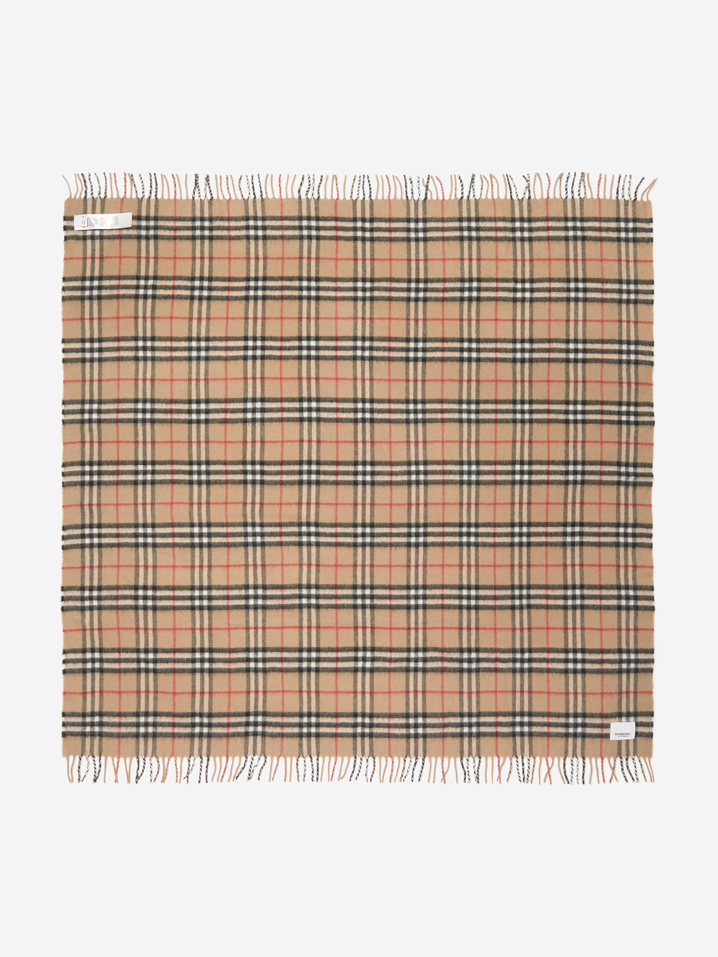 Baby Vintage Check Cashmere Blanket in Beige
