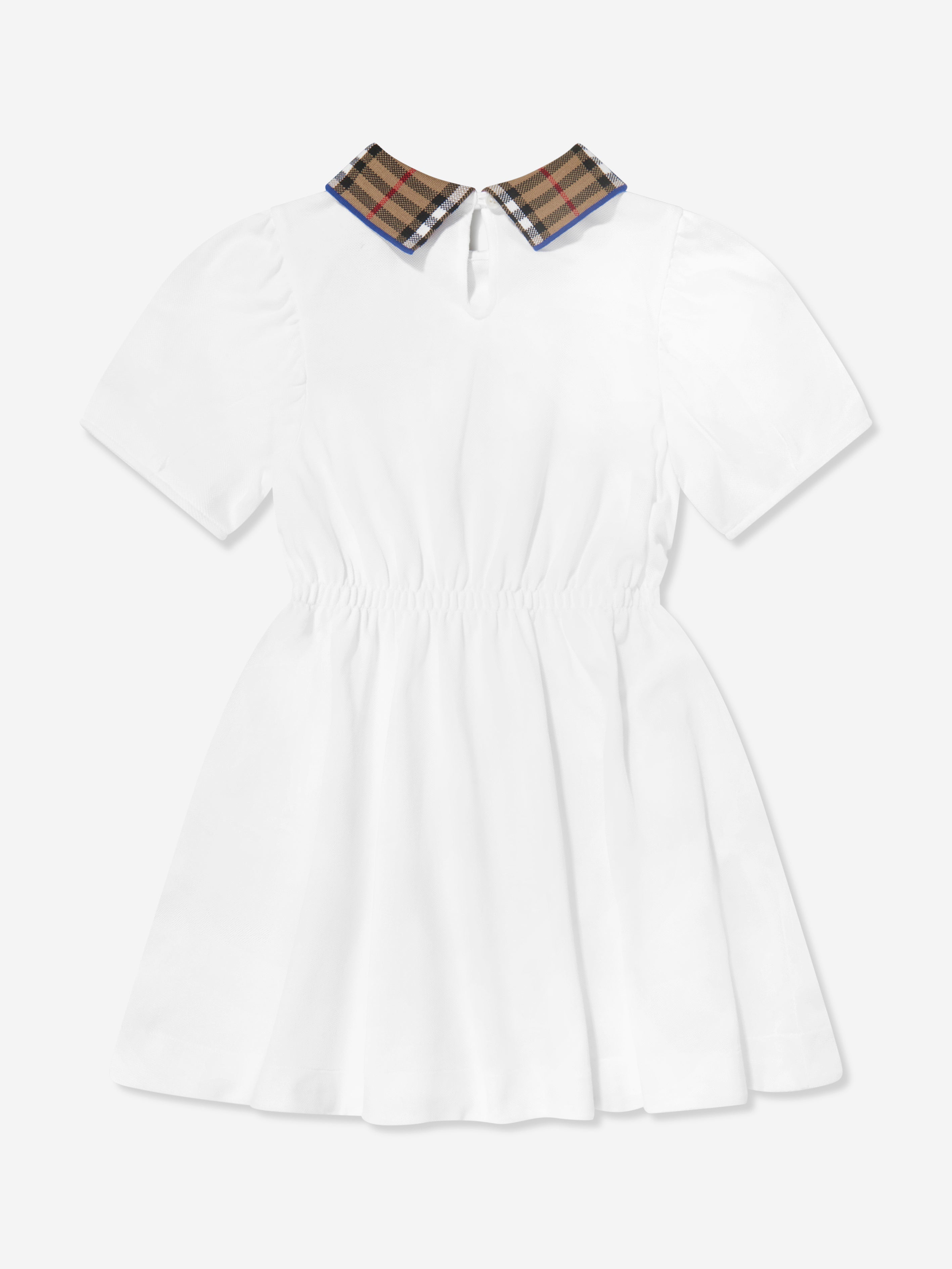 Girls Check Collar Alesea Dress in White