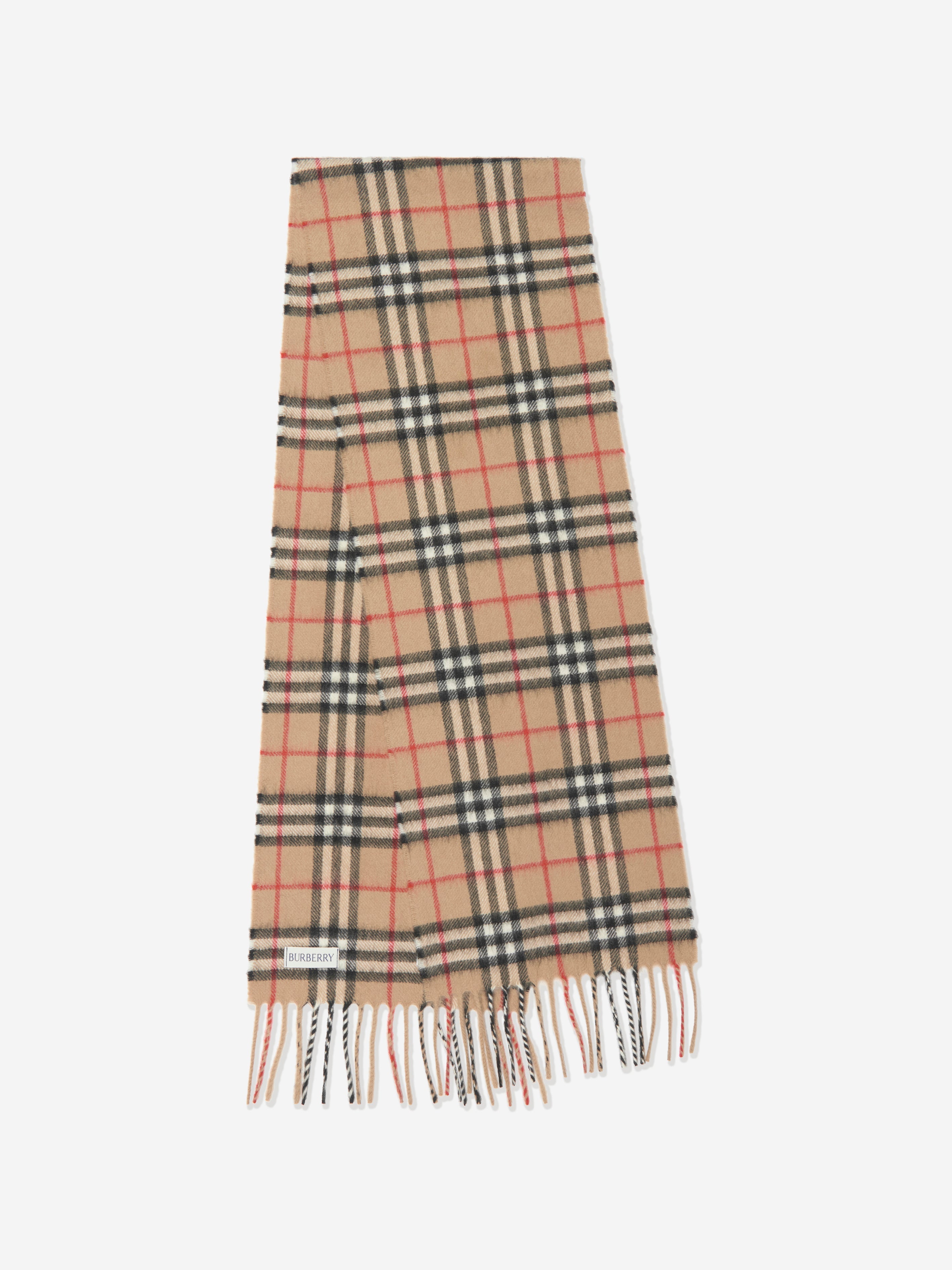 Kids Vintage Check Cashmere Scarf in Beige