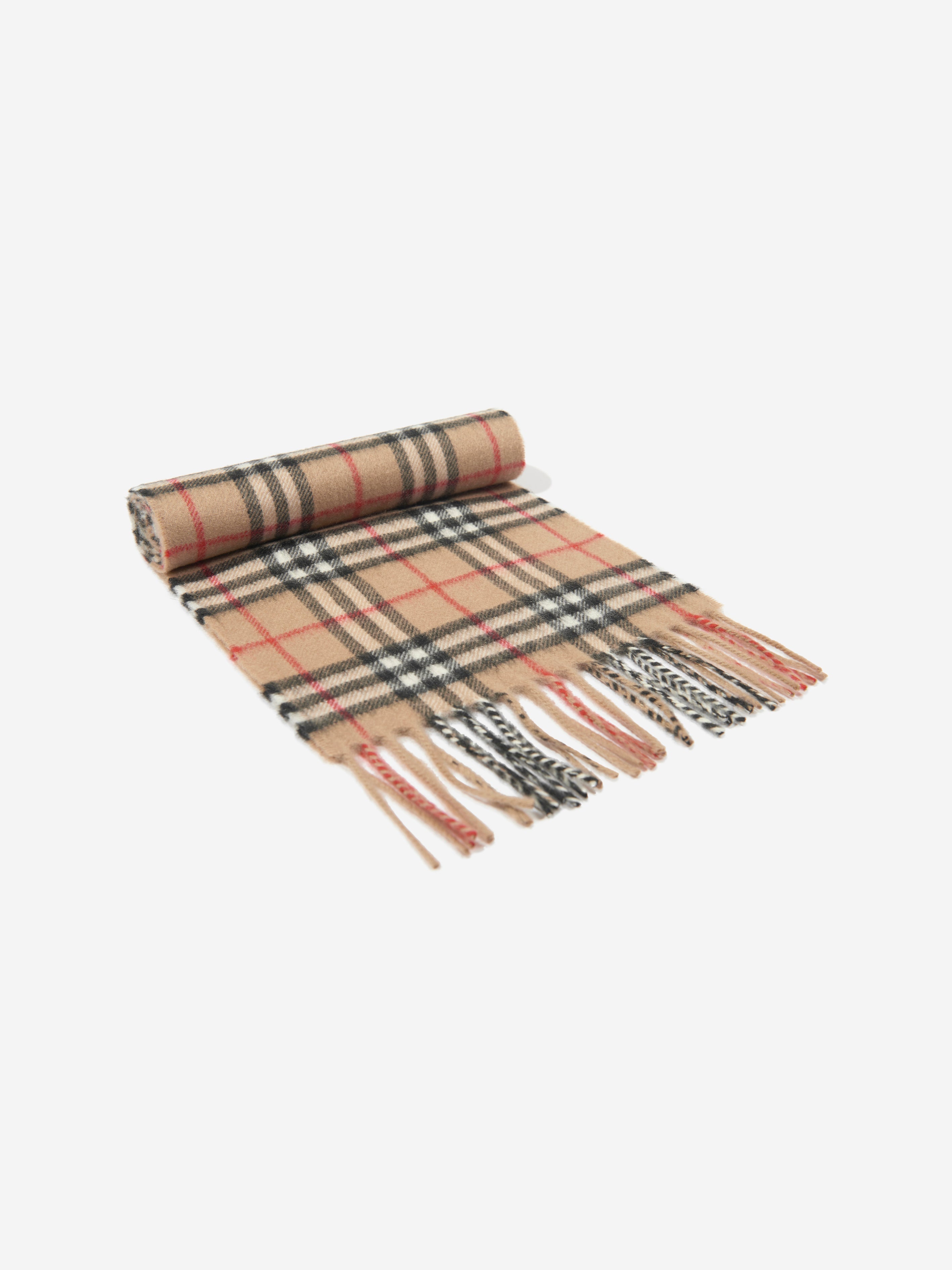 Kids Vintage Check Cashmere Scarf in Beige