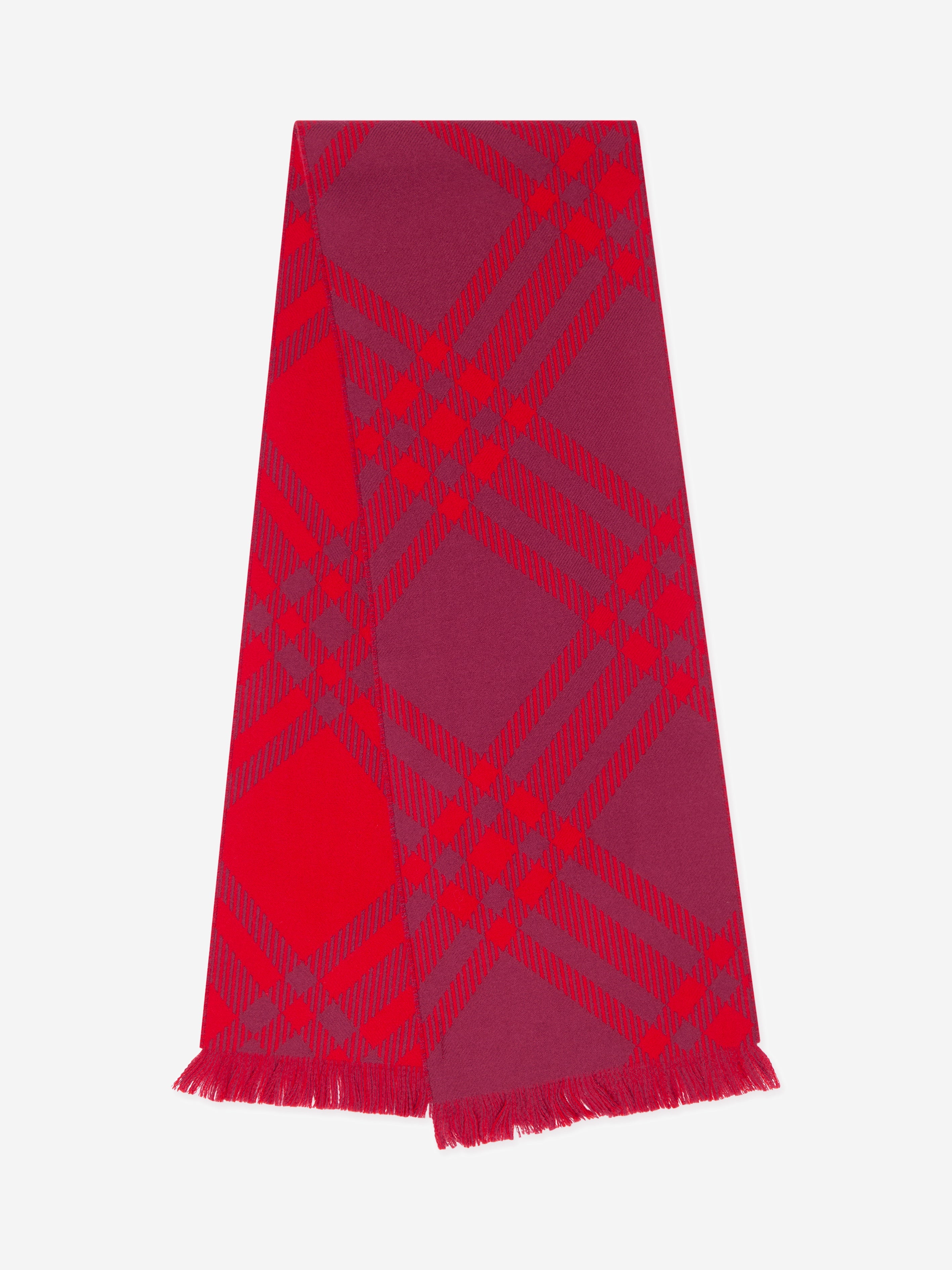 Kids Bias Check Wool Scarf in Red