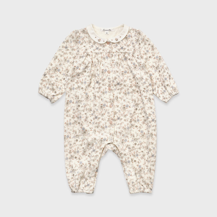 Grenouillère Bébé Fille Coton Imprimé Floral Blanc