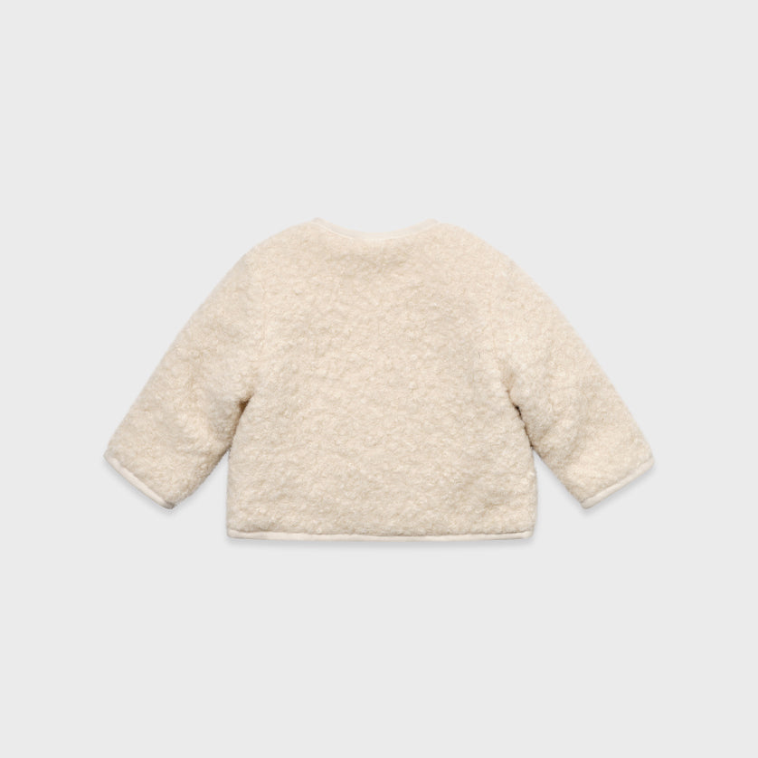 Blouson rembourré en polaire Sherpa blanc pour bébé fille