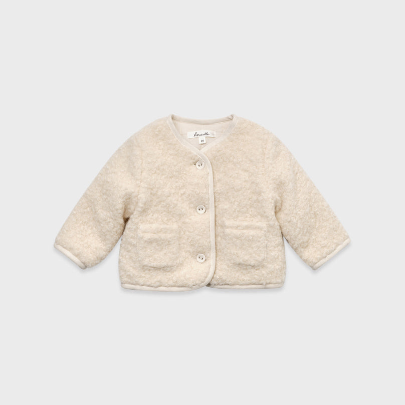 Blouson rembourré en polaire Sherpa blanc pour bébé fille