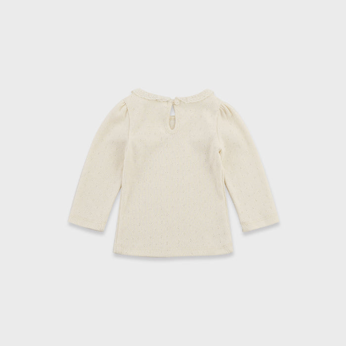 T-shirt bébé fille en coton crème