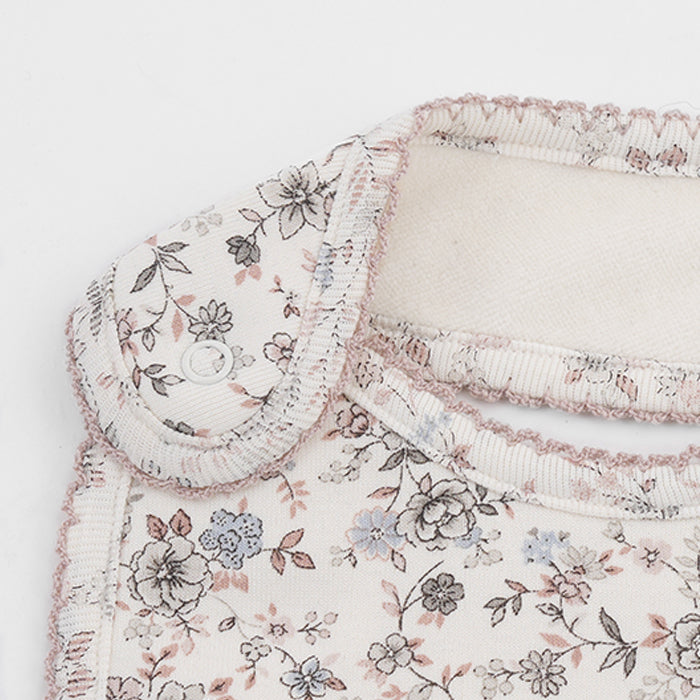 Bavoir bébé fille blanc à fleurs en coton