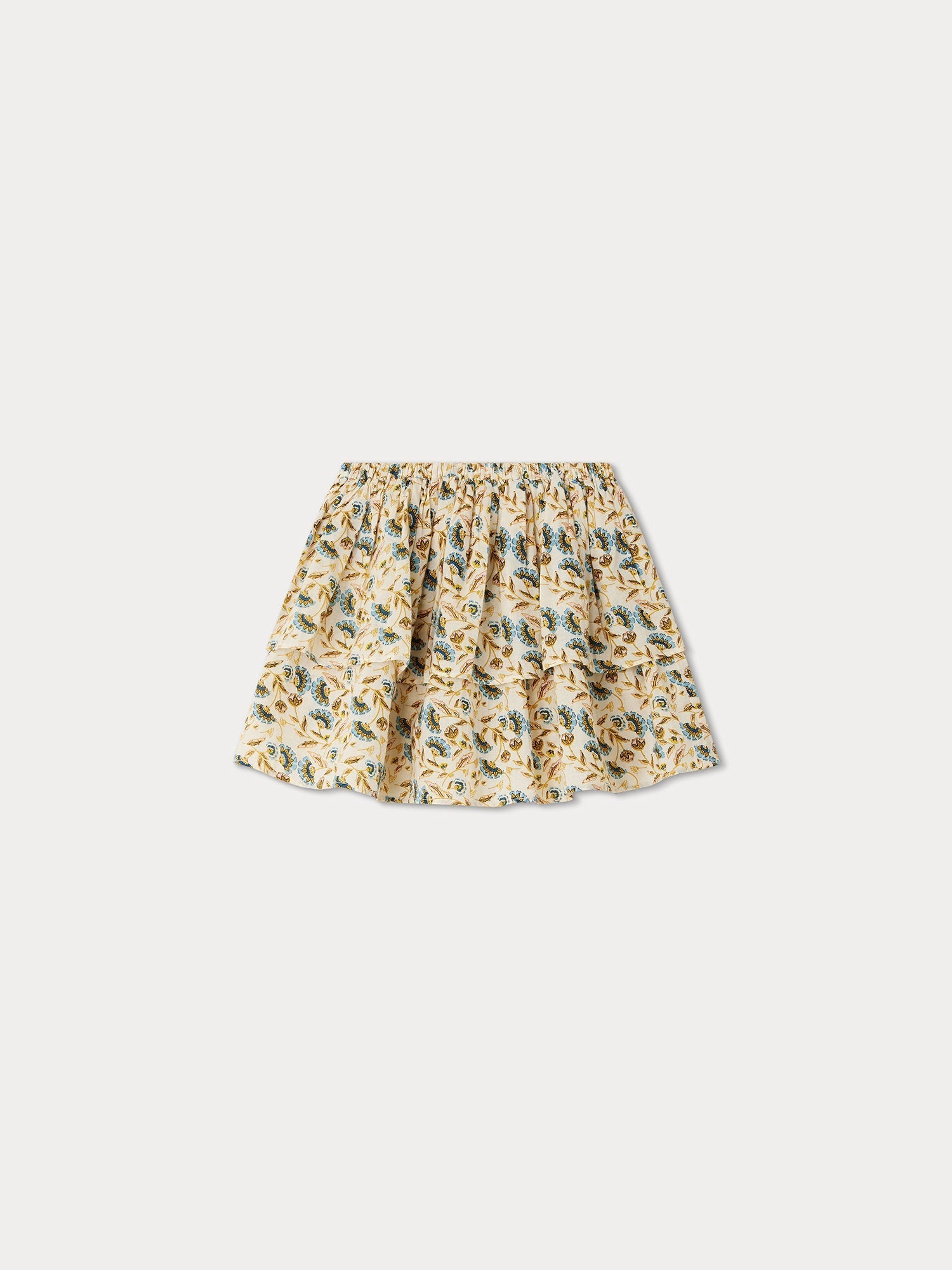 Girls Yellow Floral Cotton Skirt