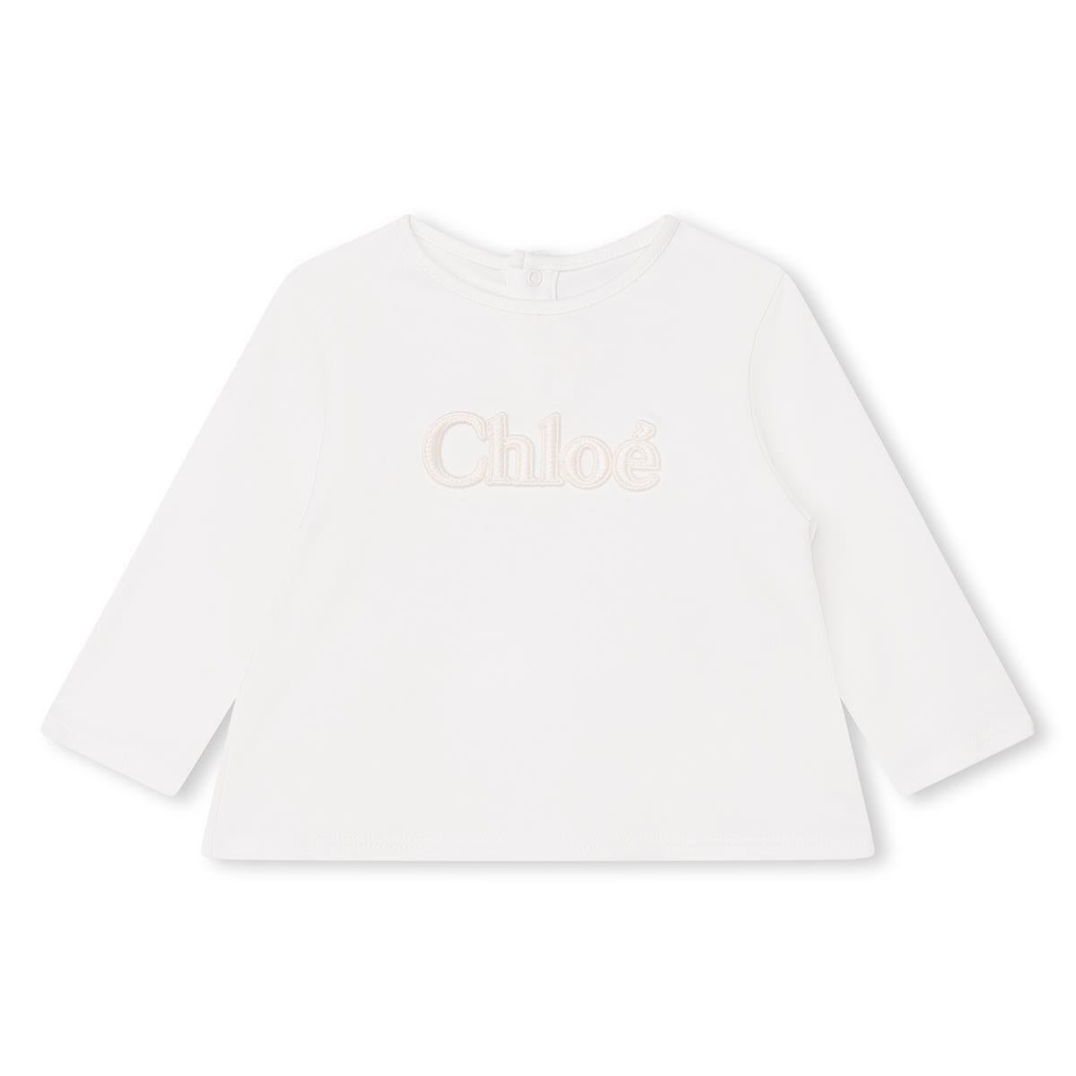 Baby Girls White Logo Cotton T-Shirt